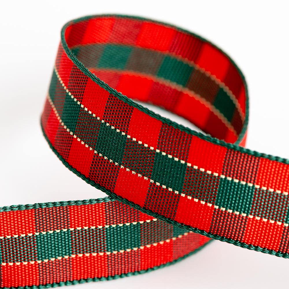 Tartan Ribbon 16mm x 10M - Red/Green