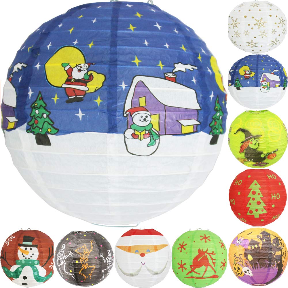 Time To Sparkle Xmas Tissue Paper Round Lanterns Lampshade Lamp Shade Christmas Birthday Party Decoration | 8"(20Cm) |