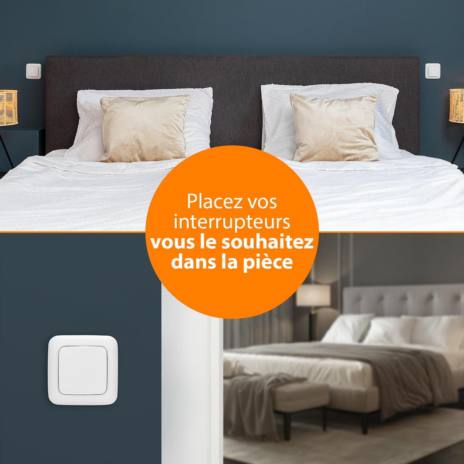 Smartwares Kit domotique Interrupteur sans Fil Plug & Connect - pour Chambre à Coucher - 3 Interrupteurs Simples et 1 Module encastrable - SH4-99567