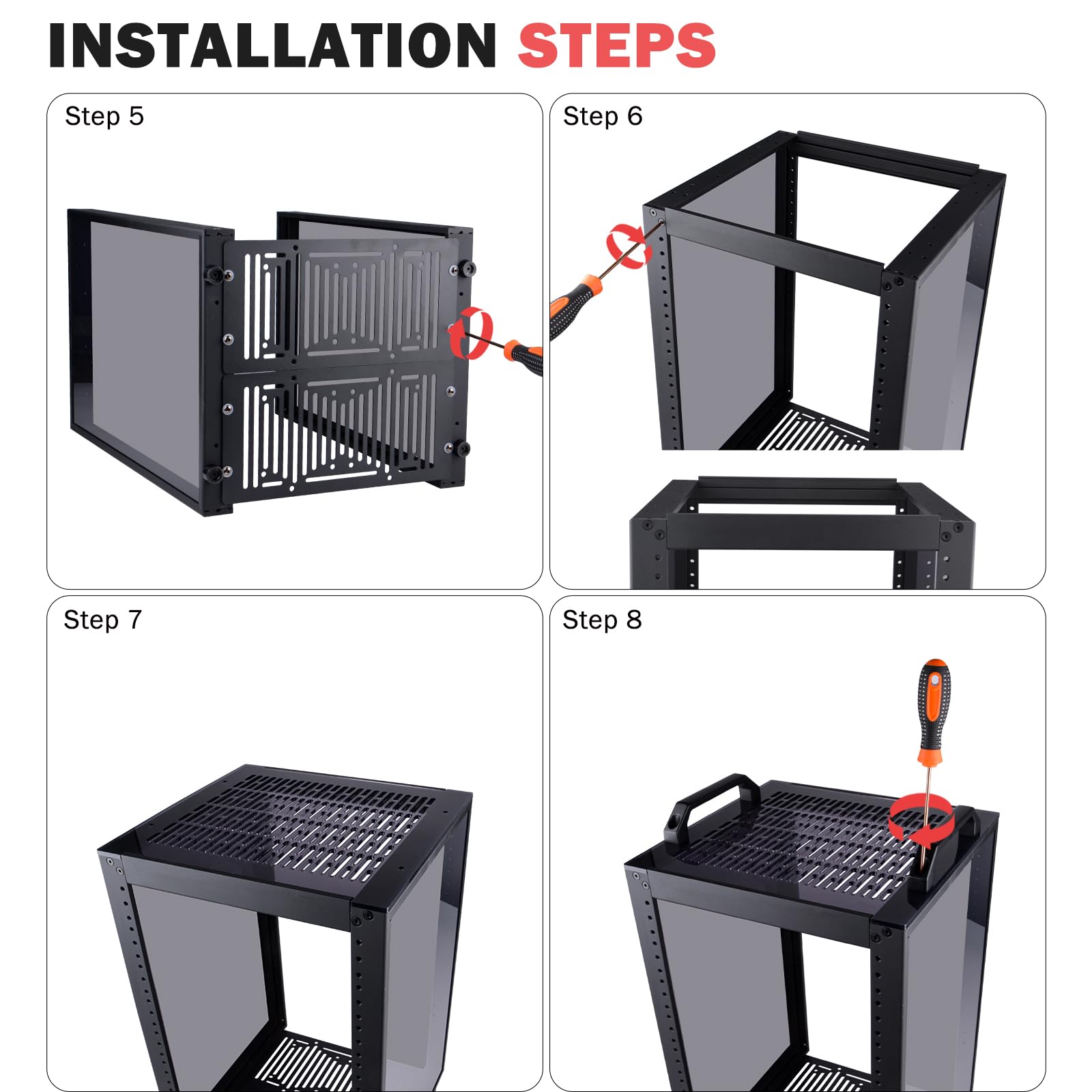 GeeekPi Szafa serwerowa 8U, DeskPi RackMate T1 Plus, 10-calowy stojak sieciowy do serwerów, sieci, urządzeń A/V, głębokość 260 mm, czarna