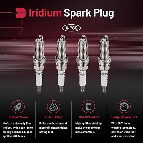 Miniatura 4 de BDFHYK Juego de 4 bujías de iridio compatibles con Lexus CT200h Nissan Frontier Sentra Scion iQ xD Toyota, 1.3L 1.8L 2.0L 2.4L 2.5L L4 Reemplazo del