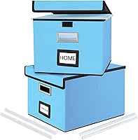 Vista 40 de Caja organizadora de archivos Huolewa con tapa, organizador de carpetas de archivos plegable para almacenamiento de documentos de oficina, caja