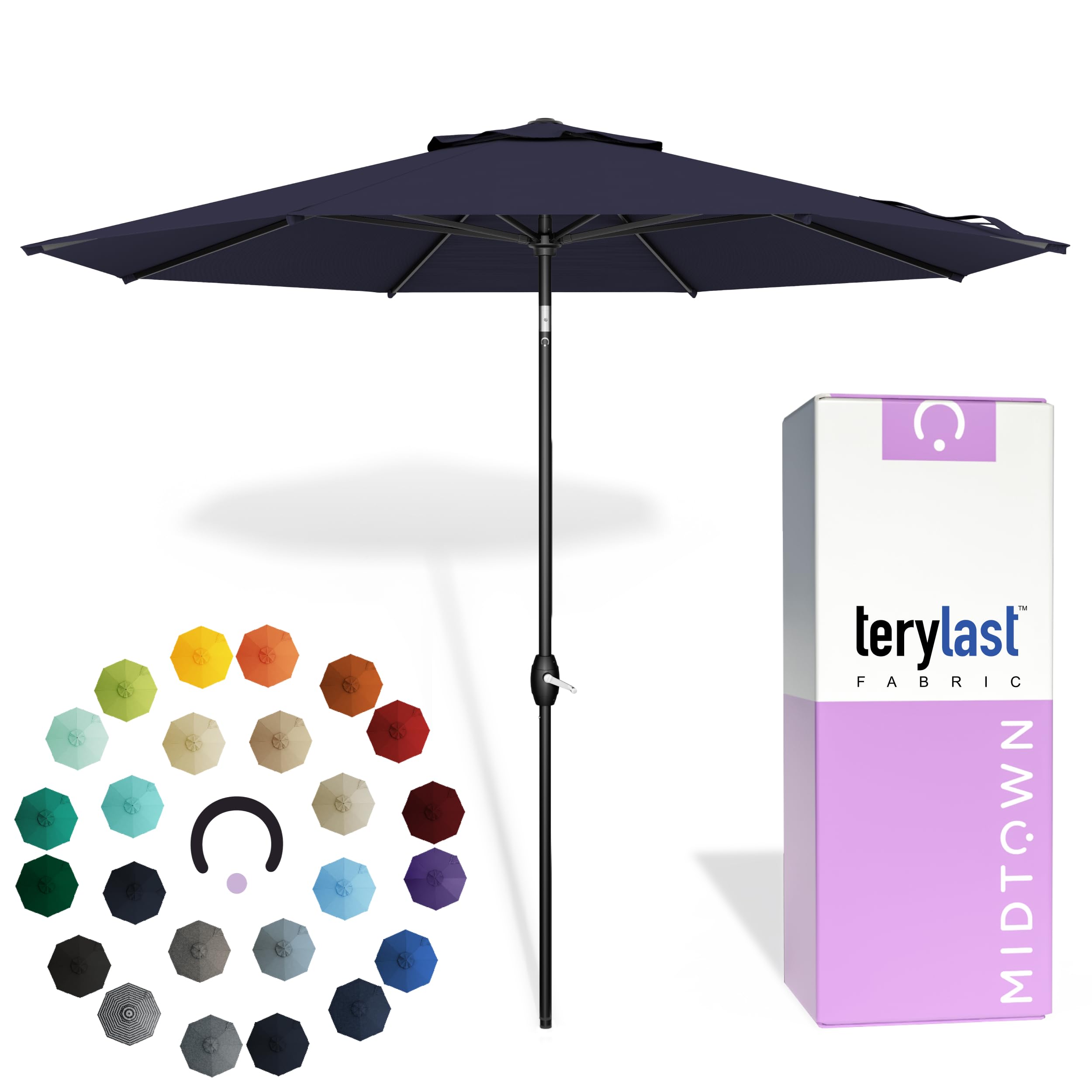Midtown Umbrellas - 10-Year-No-Fade 9 Ft Patio Umbrella with Terylast Fabric