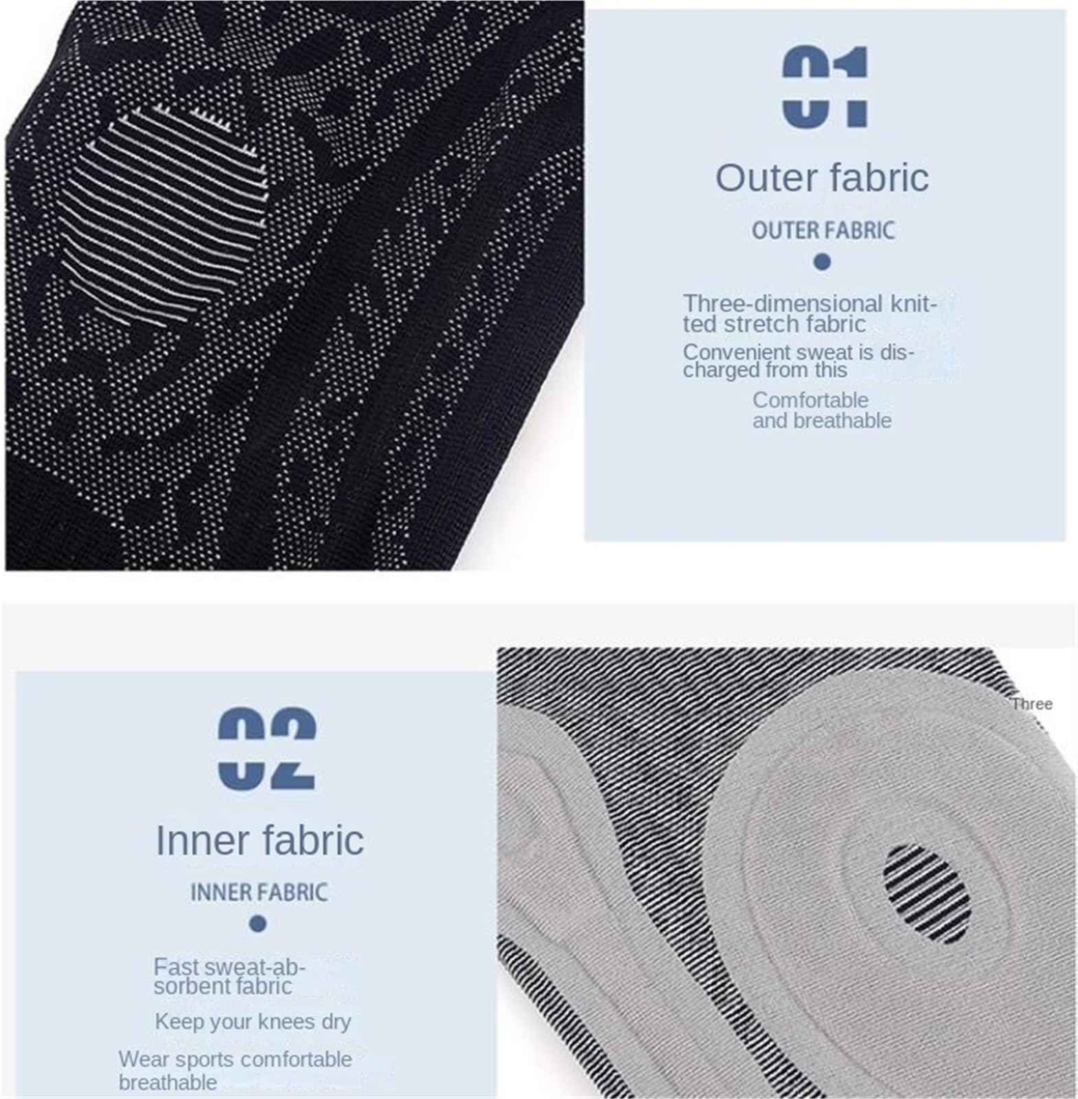 Knieschoner Kniestütz-Kompressionsmanschette for Männer Und Frauen Mit Seitlichen Stabilisatoren Ärmel(Blue,M)