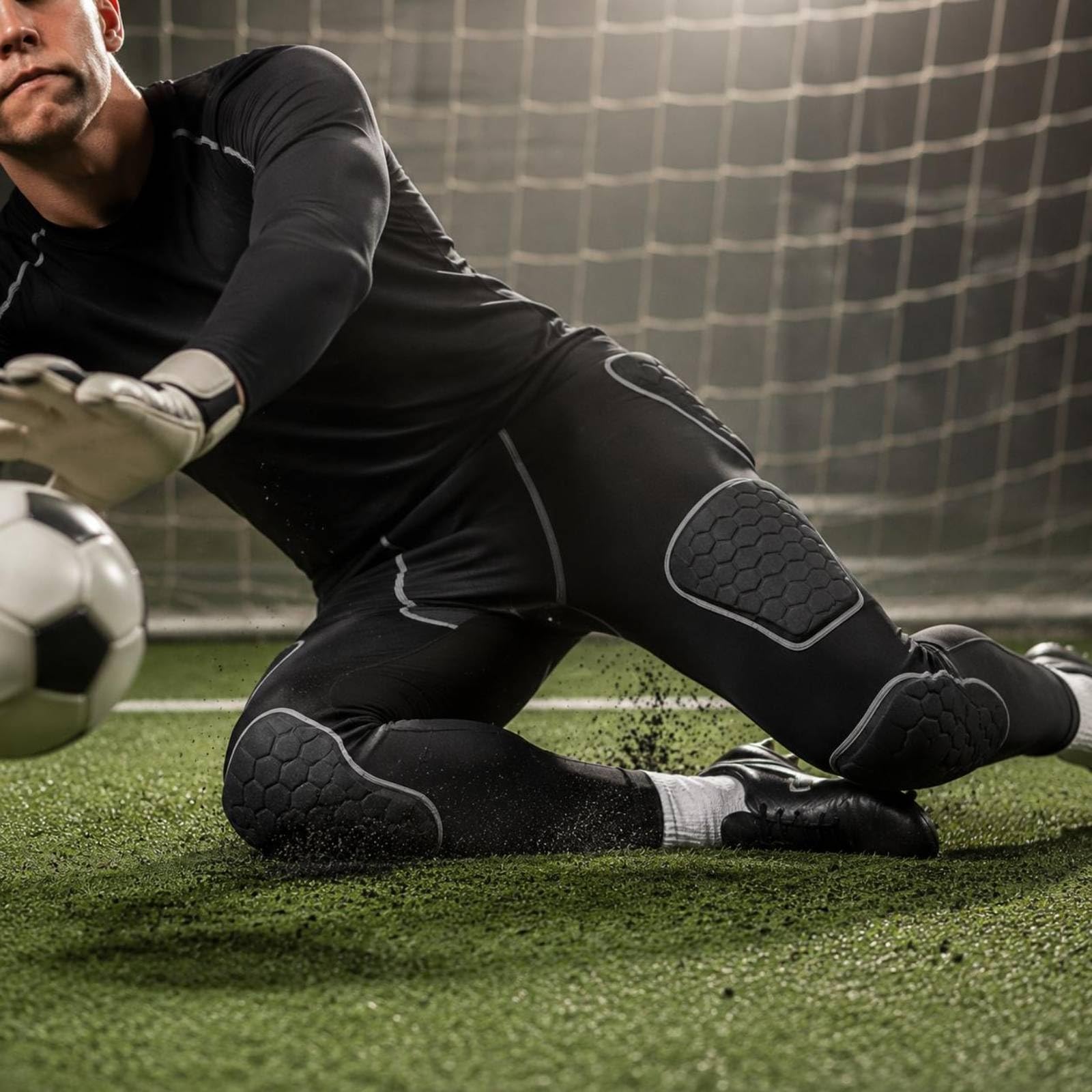 Mallas Compresivas Protectoras Elástico Pantalón de Entrenamiento Protector Suave Al Tacto Mallas Rodilleras para Adultos, XL, Black-Grey Line