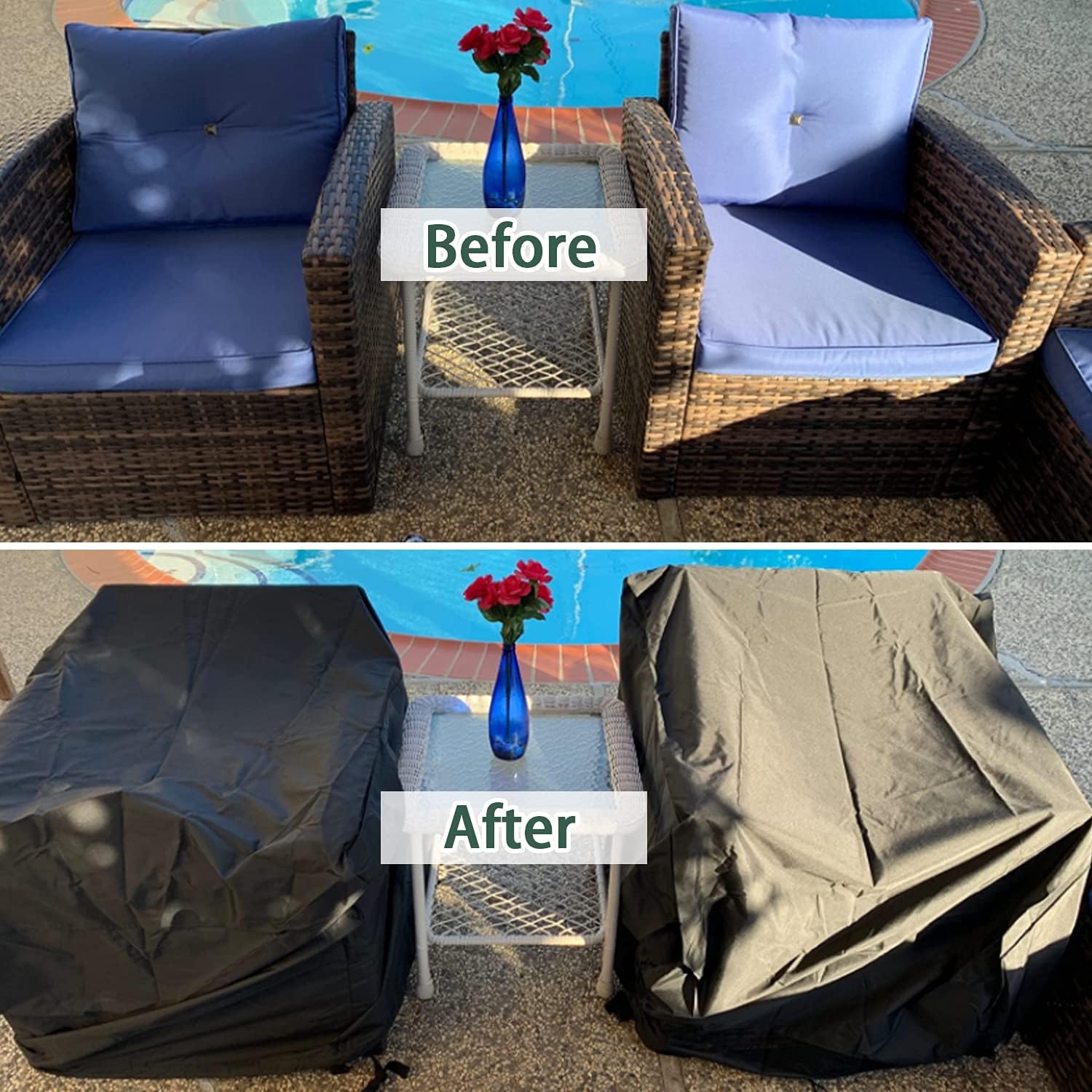 GARDRIT Patio Chair Covers for Outdoor Furniture, 100% Waterproof Patio Furniture Covers, Durable 600D Oxford Polyester Anti-UV Outdoor Chair Covers 35" W x 38" D x 31" H, 2 Pack : Patio, Lawn & Garden