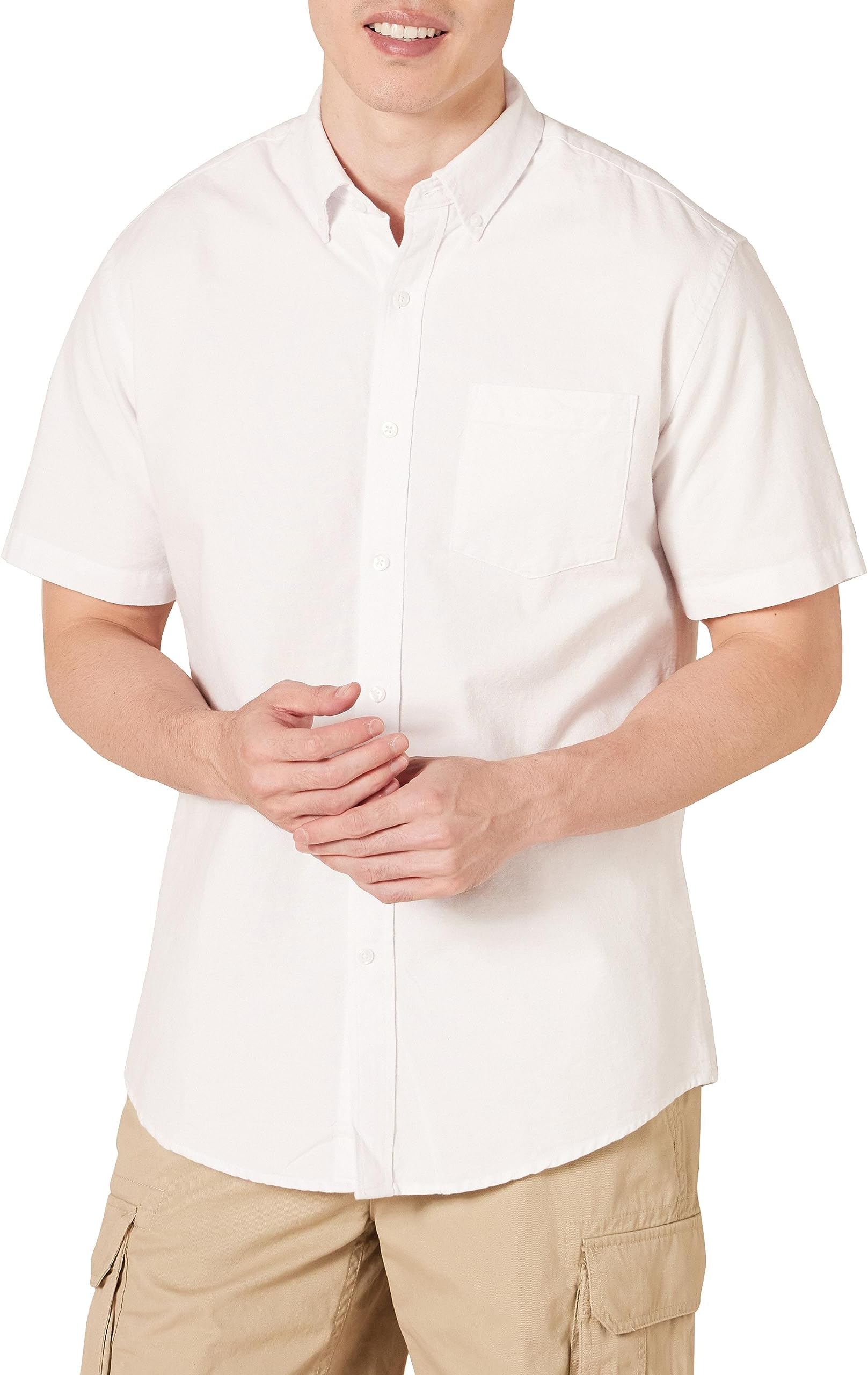 Amazon Essentials Men's Regular-Fit Short-Sleeve 100% Cotton Oxford Shirt