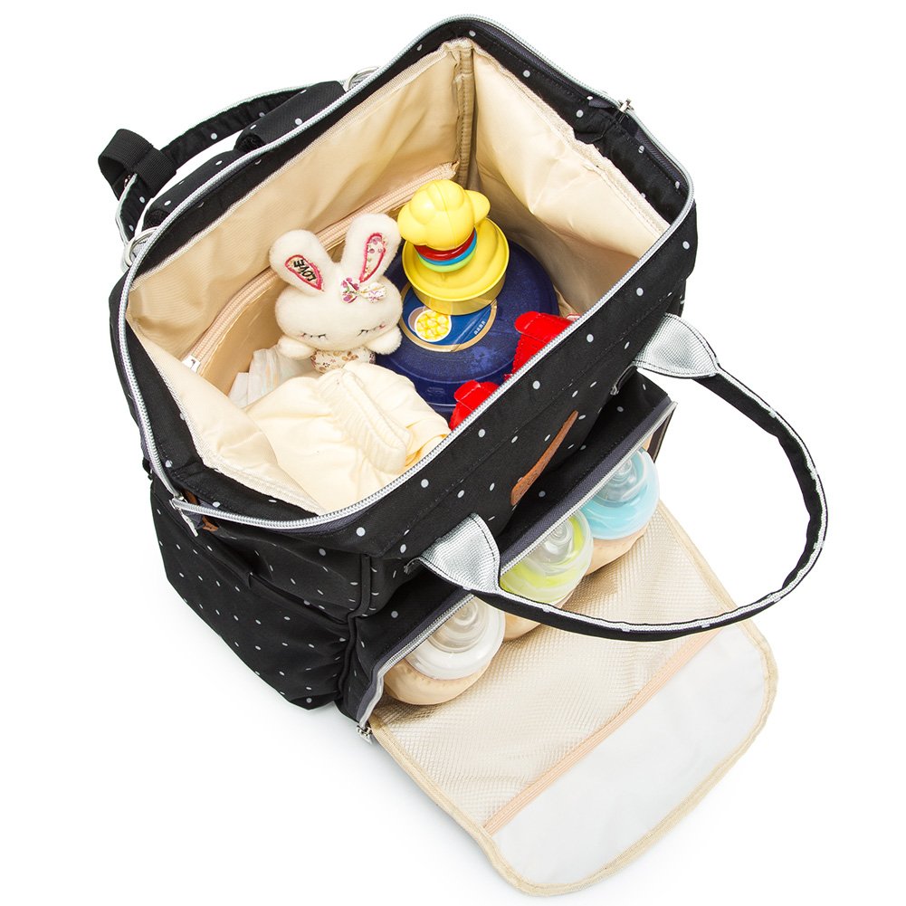 Borsa per pannolini, multifunzione, impermeabile, da viaggio, per la mamma, con tasche isolate, fasciatoio, 1 borsa termica e lucchetto per passeggino