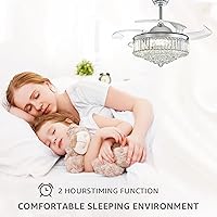 Vista 2 de NOXARTE 48 Inch Crystal Chandelier Ceiling Fan with Light Fandelier Ceiling Fan with Light Retractable Blades Fan with Remote Control 48" Dimmable