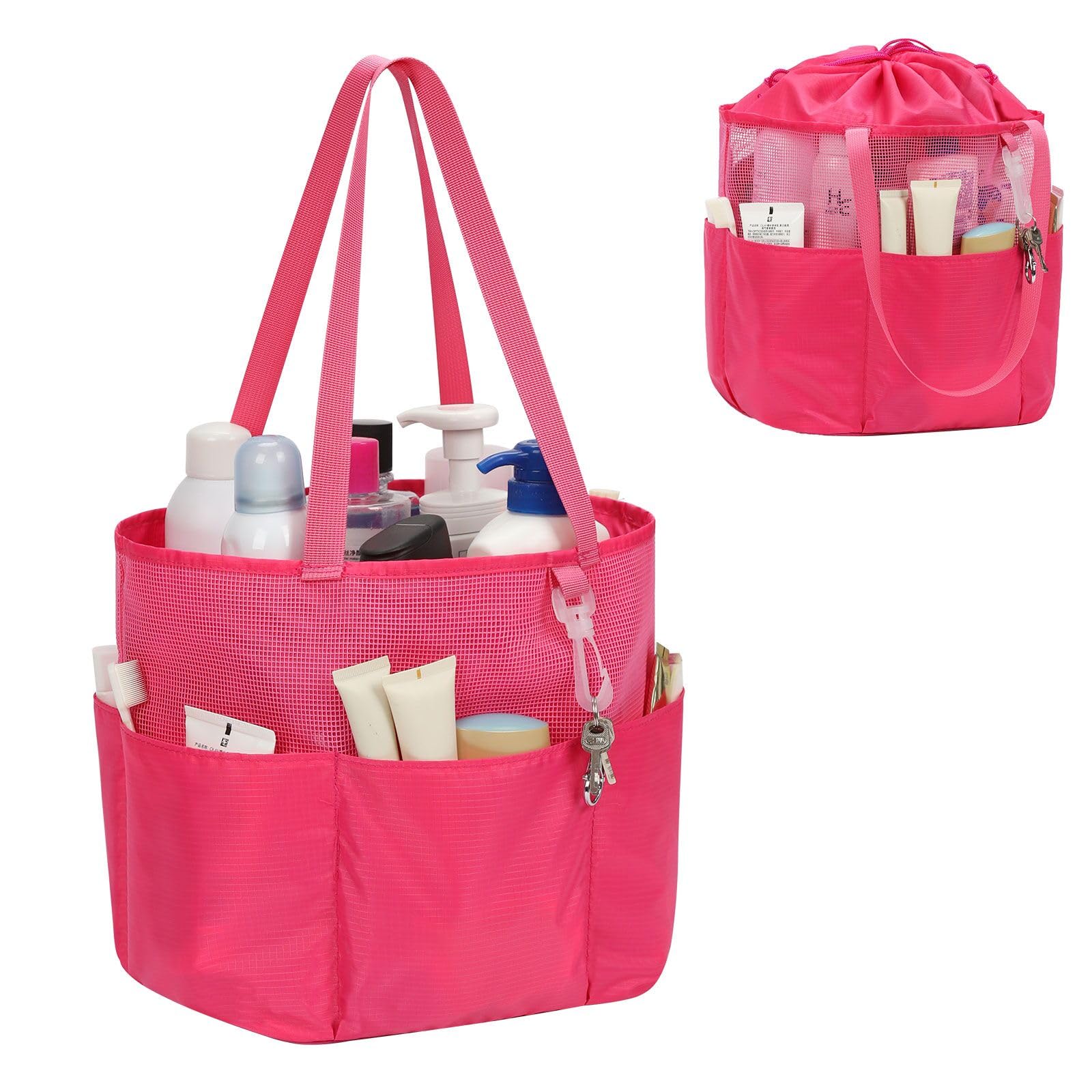 onemoky Mesh Shower Caddy Portable Travel Toiletry Bag for Women Men Large Capacity Shower Bag Quick Dry Bathroom