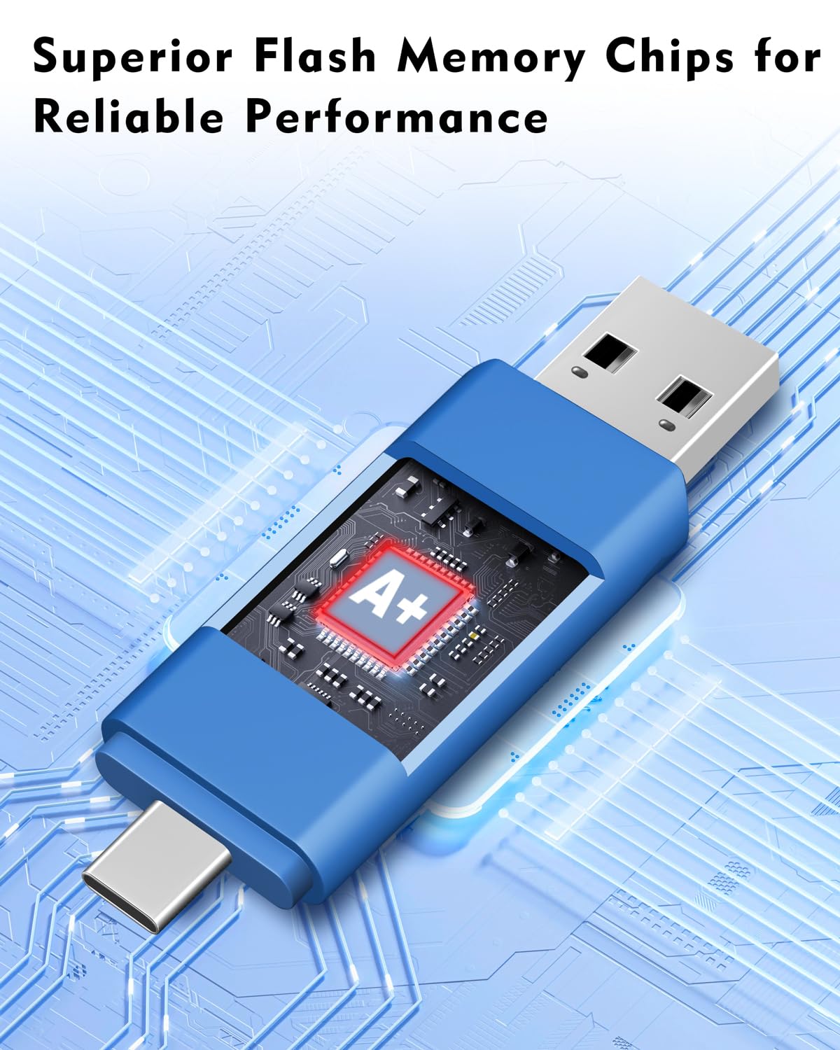 AreTop Chiavetta USB C da 64 GB, doppia chiavetta USB 2.0 da 64 GB, design girevole, 2 in 1, portatile, di tipo C, per smartphone Android, computer, MacBook, tablet, PC, confezione da 10