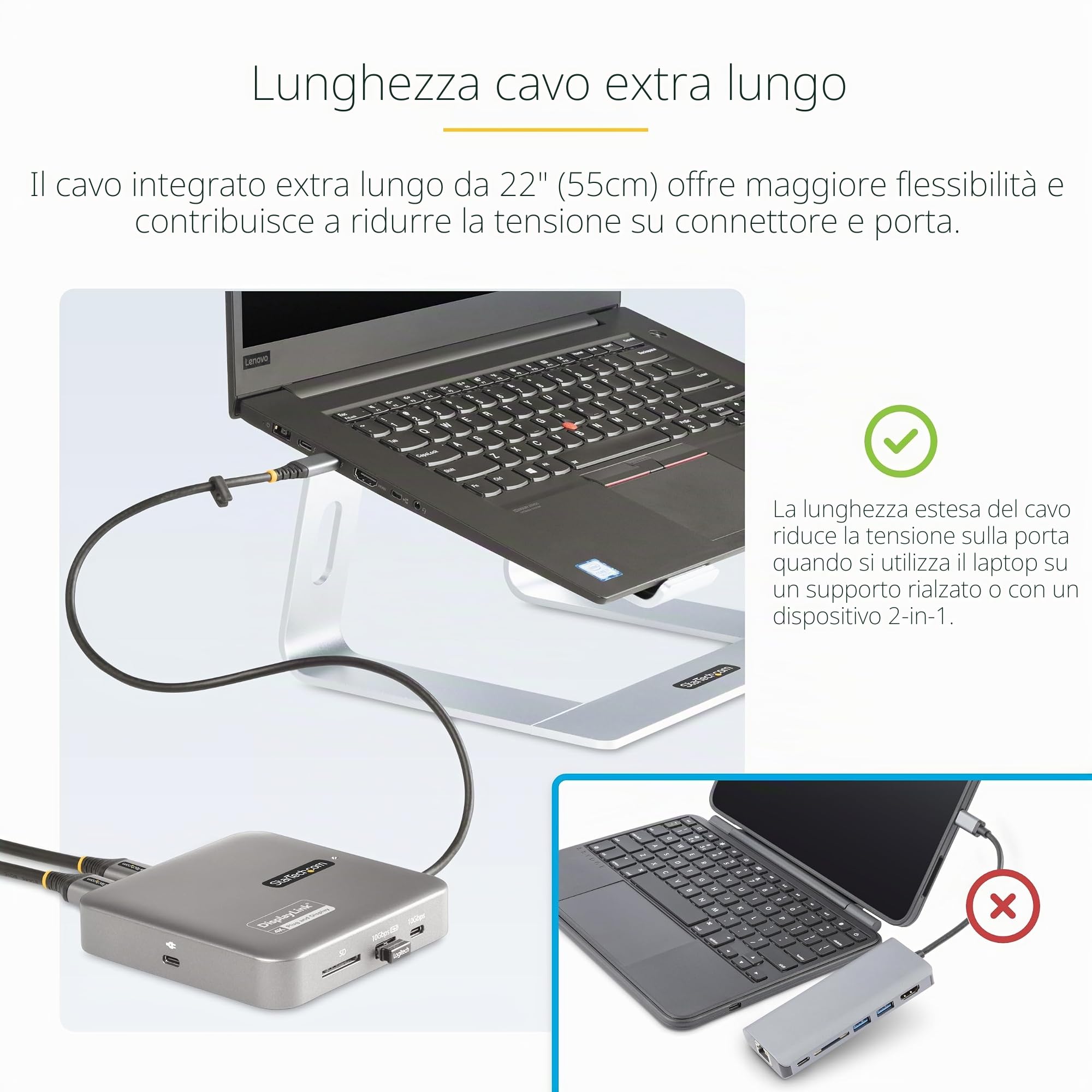 StarTech Docking Station USB-C 7-in-1 DisplayLink Dual 4K 60Hz HDMI, GbE | Compatibile MacBook M1 M2 M3 M4, Windows