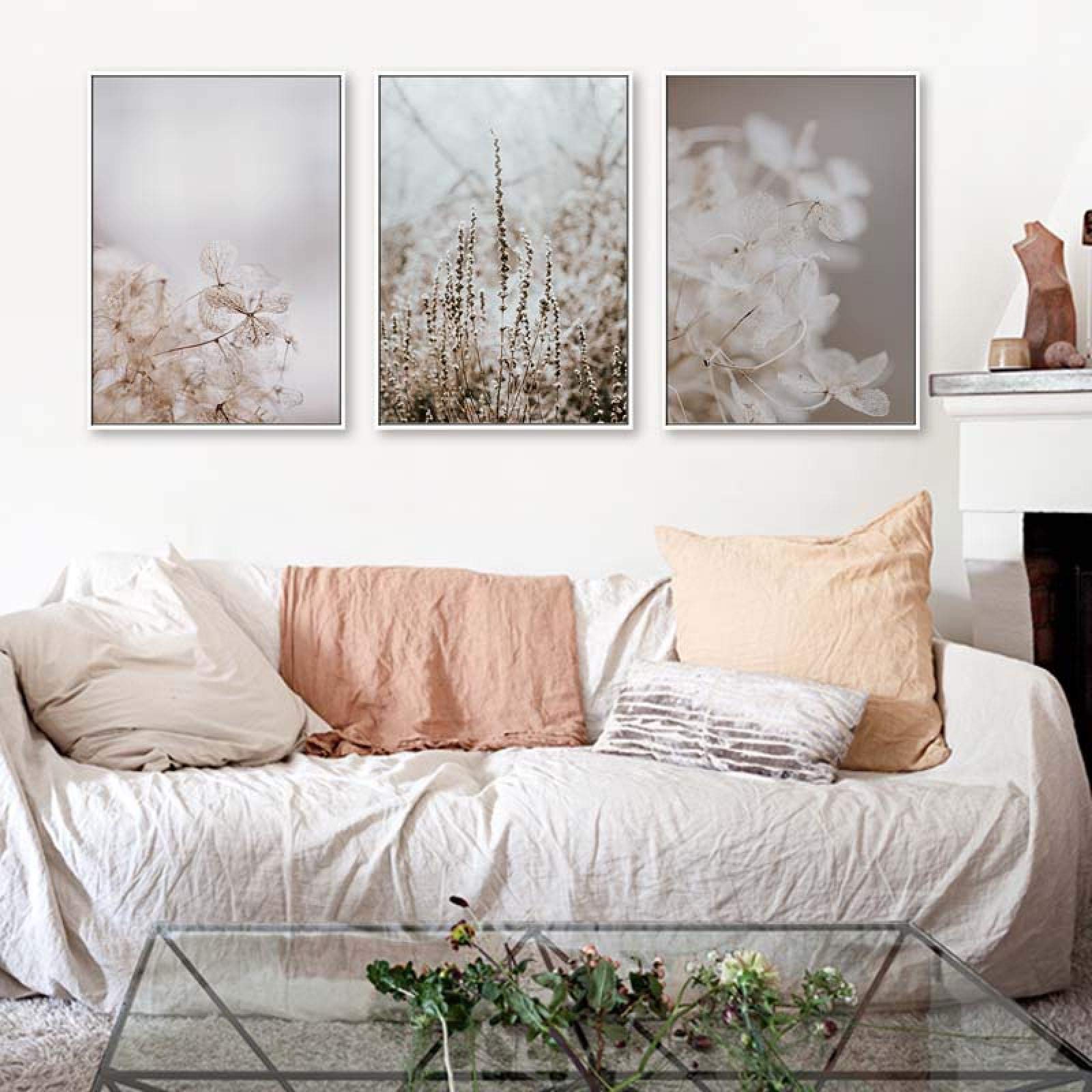 Toile peinture nordique nature et paysage d'hiver lot de 3 affiches botanique 50x70cm - 8