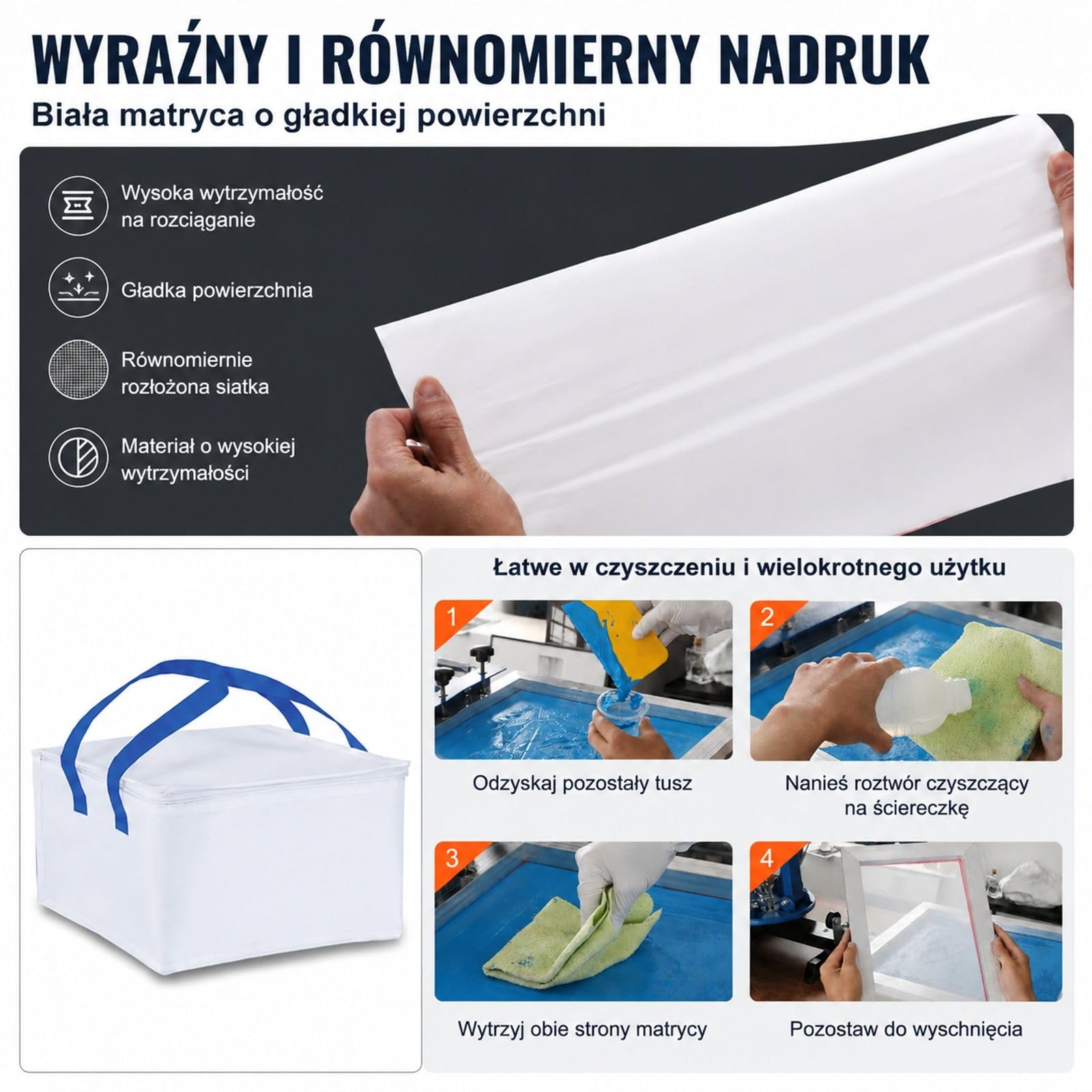 Zestaw sitodrukowy, 6 aluminiowych ram z siatką poliestrową i taśmą uszczelniającą na projekty T-shirt DIY