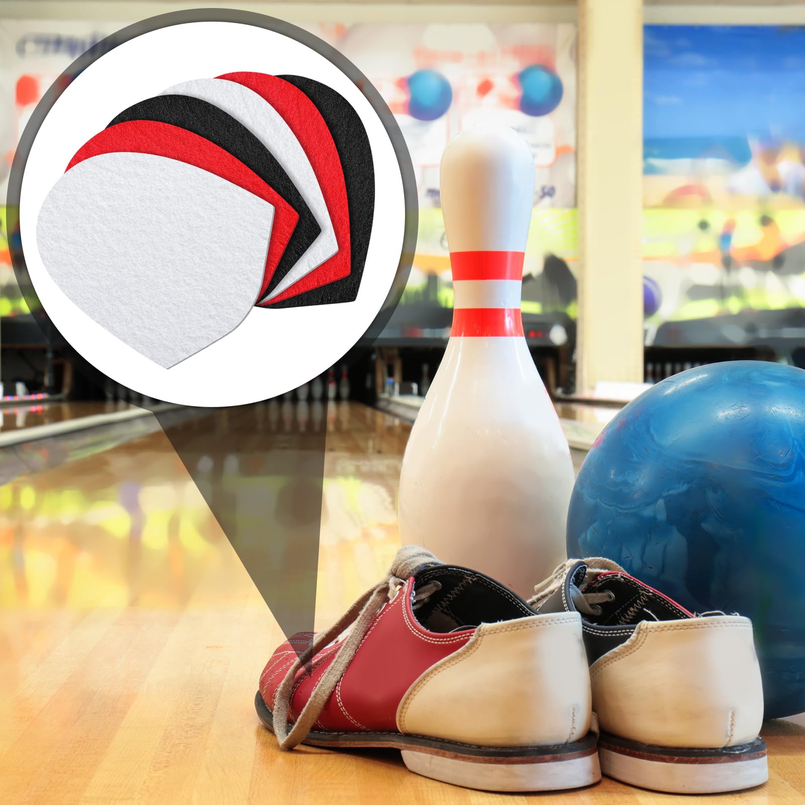 Windkream 3 Pairs Replacement Bowling Shoe Slide Sole Bowling Accessories Felt Shoe Slide, Red Black White - Image 6