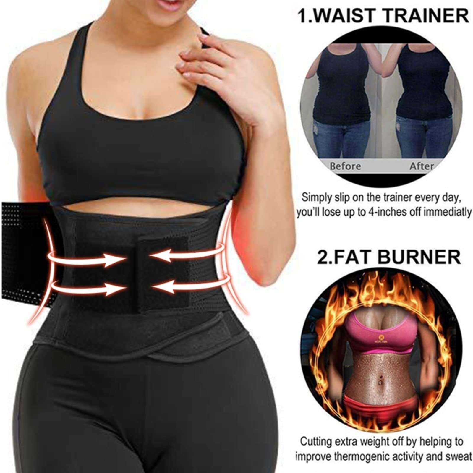 Faja Moldeadora para el Abdomen, Control Cincher Sauna Body Shaper Cintura Trainer Thermo Belt Faja Corset Tummy(Orange,XL)