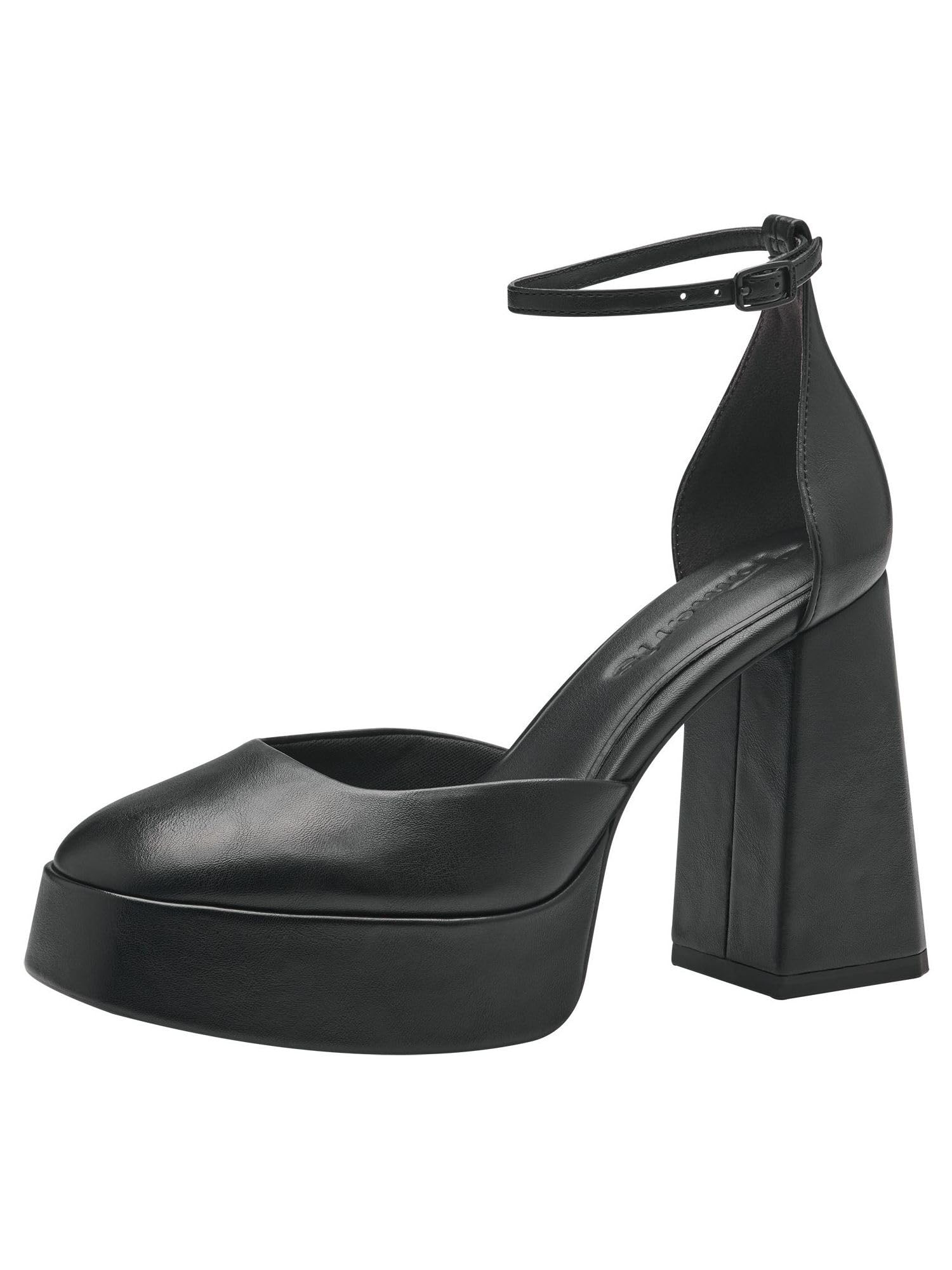 Tamaris Damen Pumps mit Riemen Vegan Blockabsatz