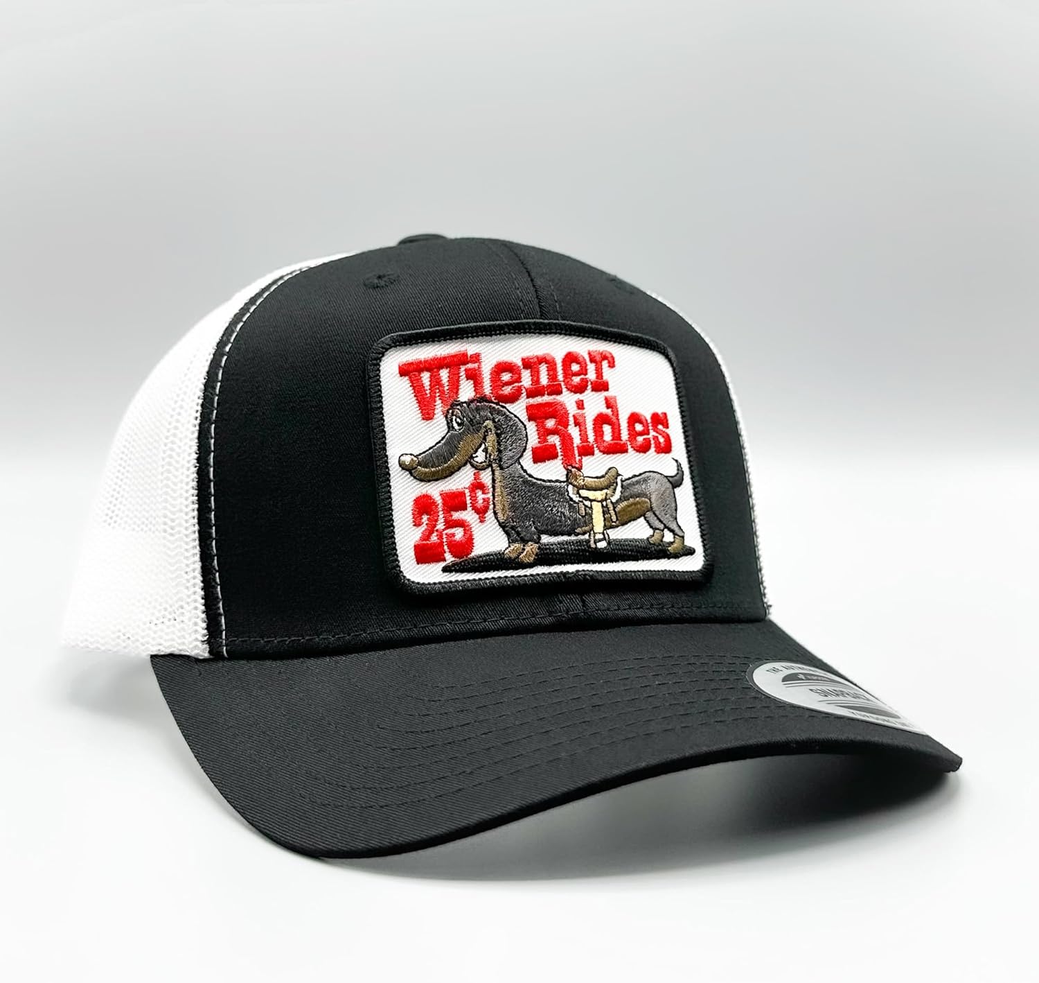 Generic Wiener Rides 25 Cents Black with White Mesh Curved Snapback Trucker Hat