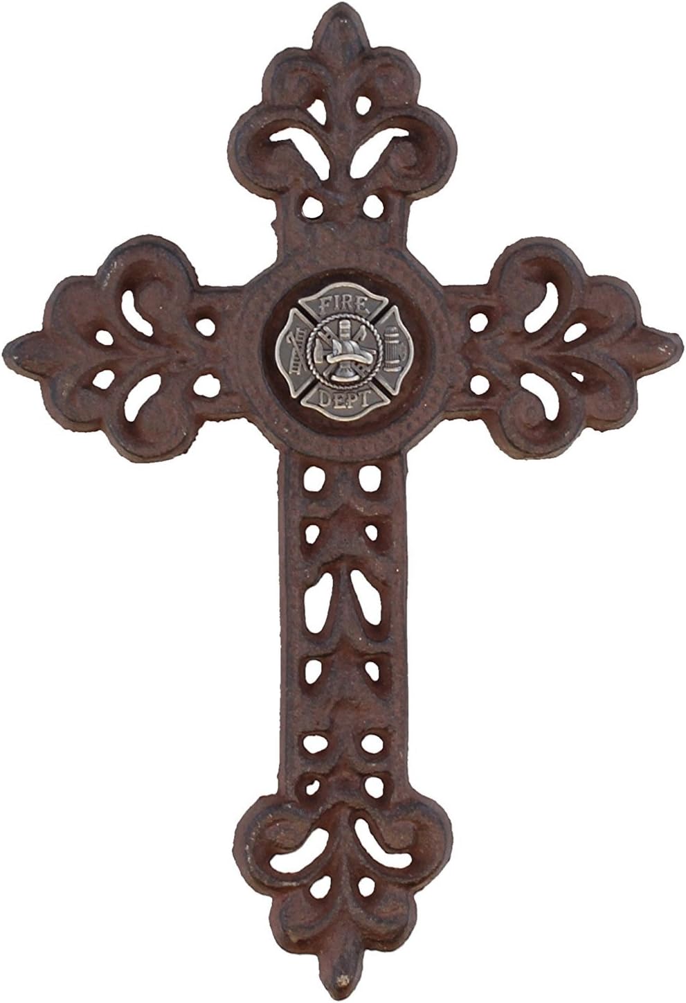 9" Decorative Cast Iron Fireman Wall Cross