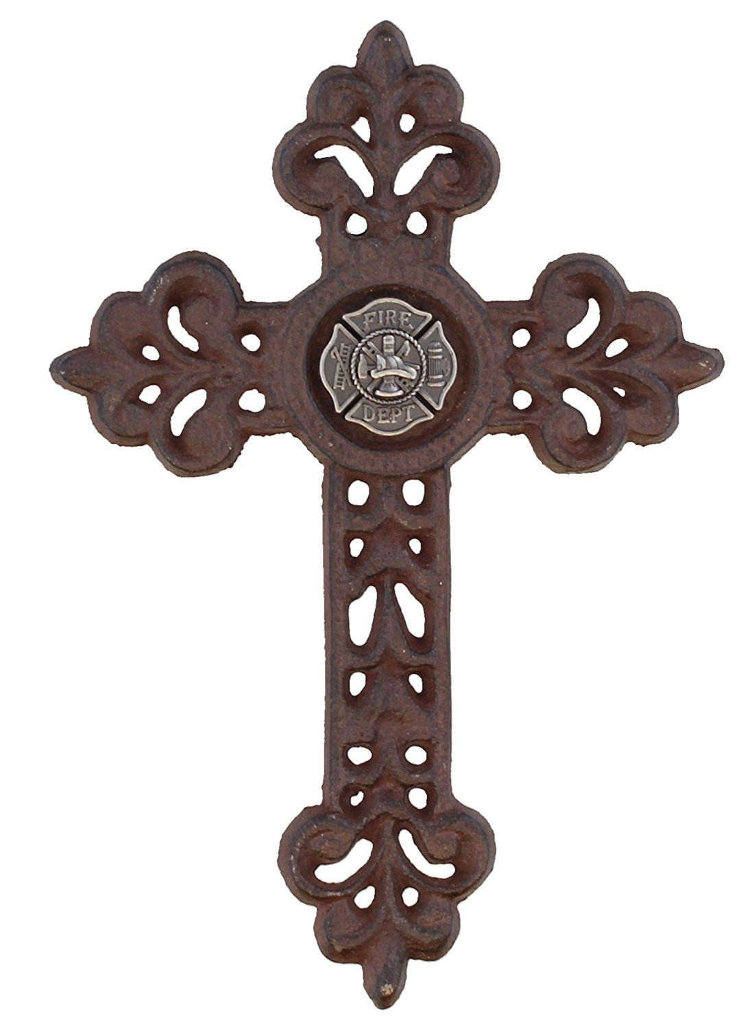 9" Decorative Cast Iron Fireman Wall Cross