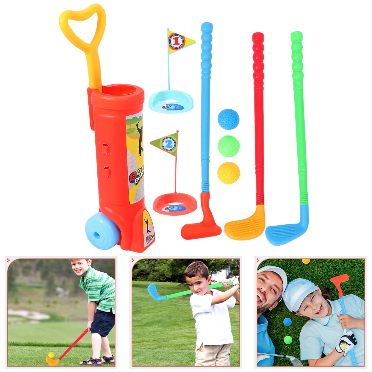 HEMOTON Juego de golf para niños pequeños, maletín de golf para niños, juguete deportivo – Juego de palos de golf para interior y exterior para niños y niñas 2, 3, 4, 5 años