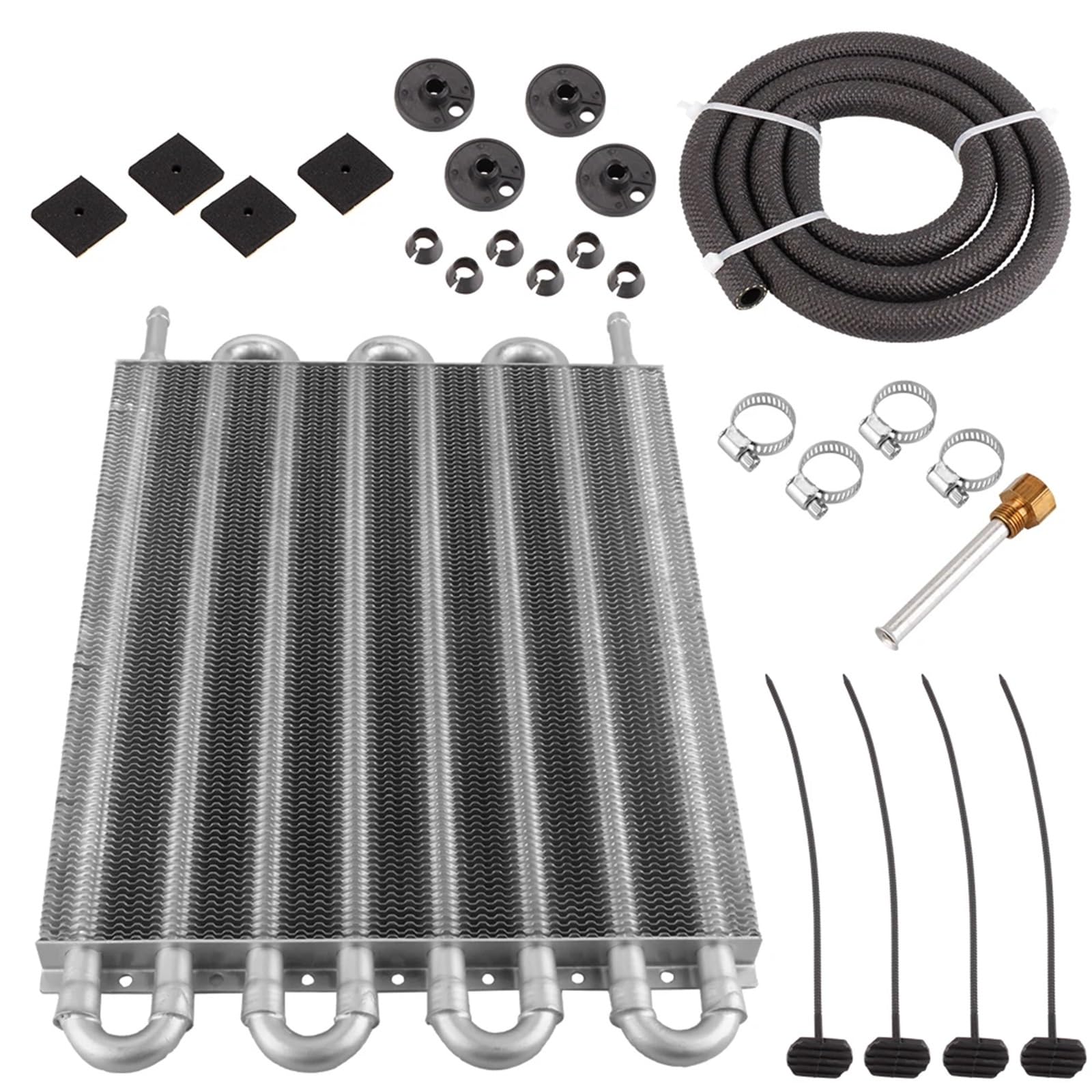 Kit Radiatore Olio A 4 File, 6 File, 8 File, Radiatore In Alluminio, Piastra Di Trasmissione Per Auto E Alette, Radiatore Olio, Convertitore Radiatore Transmission Oil Cooler(8 Row Silver)