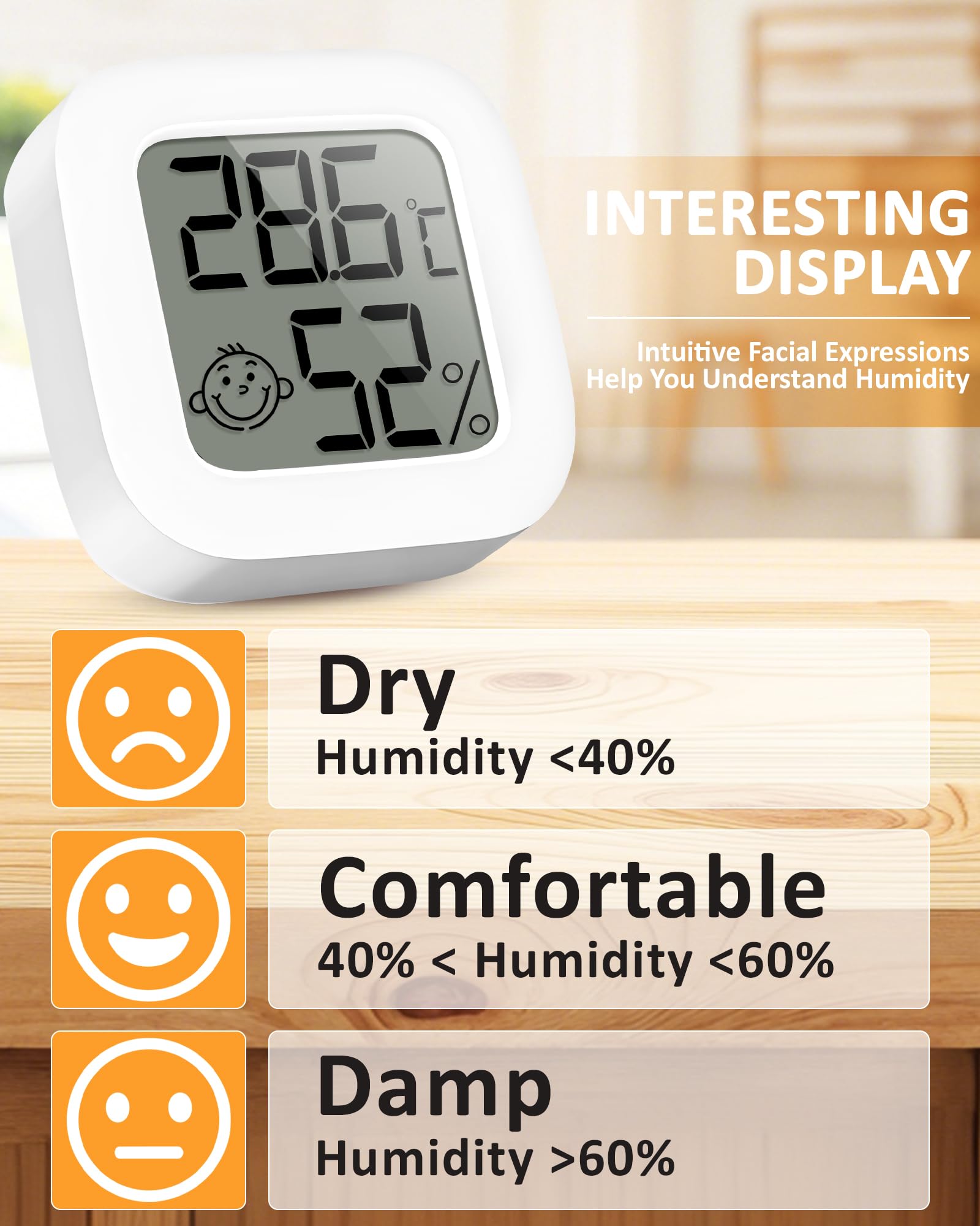 RUIZHI Mini Thermomètre Numérique LCD - Thermomètre et Hygromètre d'Intérieur, Thermo-Hygromètre, Humidomètre pour Chambre de Bébé, Salon, Bureau, Serre, Cave à Vin, 3 Pack - 3