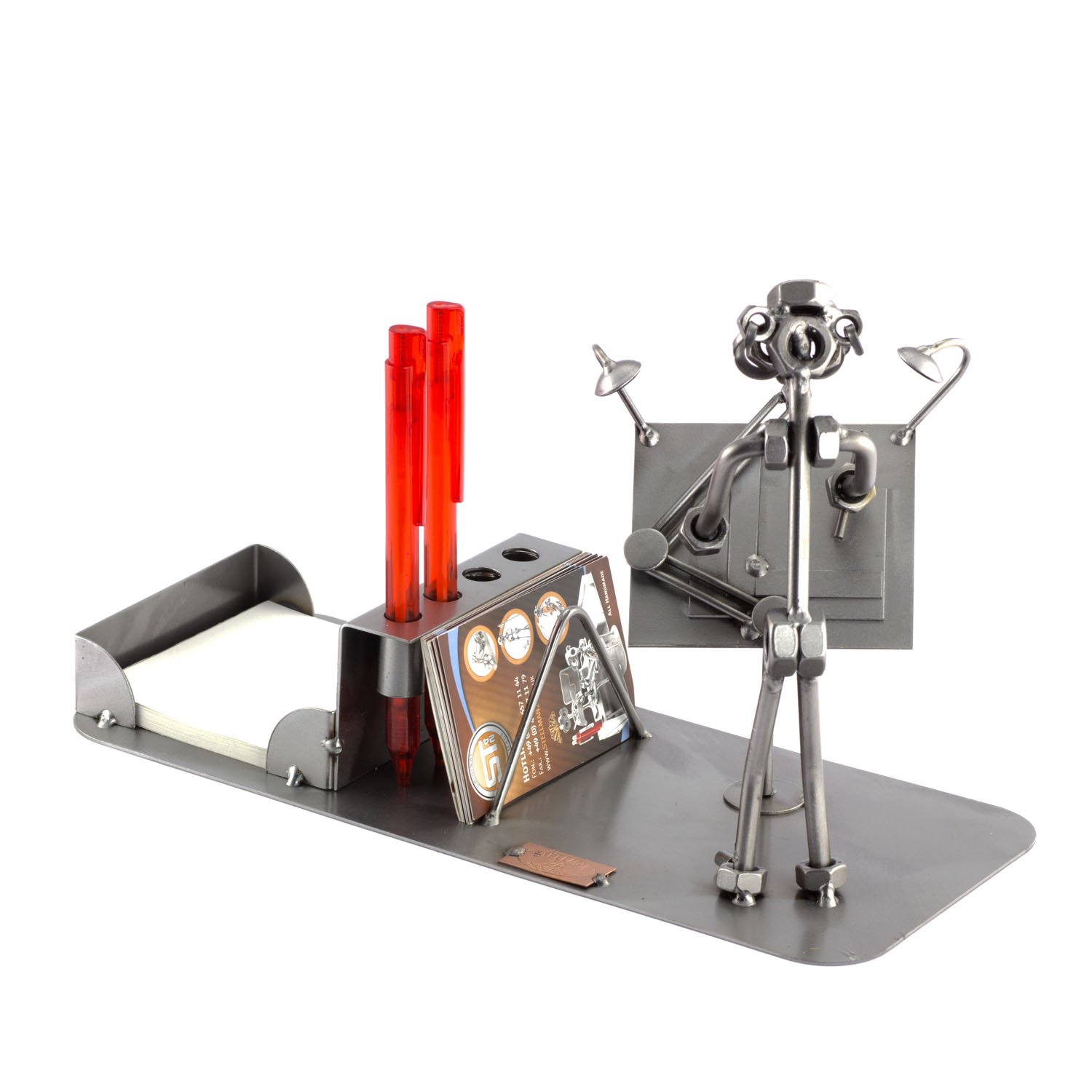 Steelman24 I Omini di Viti Architetto, Organizer da Scrivania I Idee Regalo Originale I Soprammobili in Metallo I Modellino