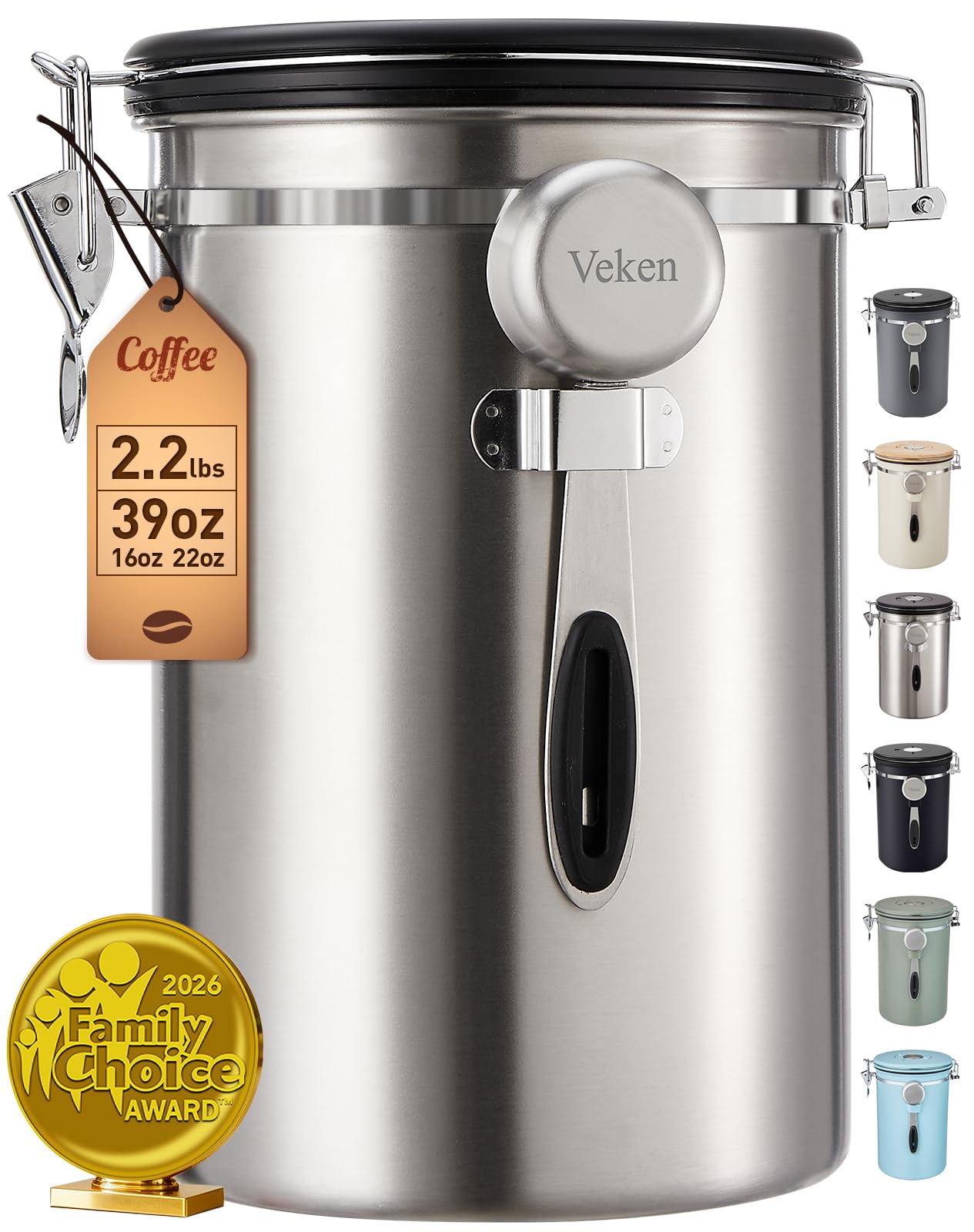 Veken Coffee Canister 39OZ Large
