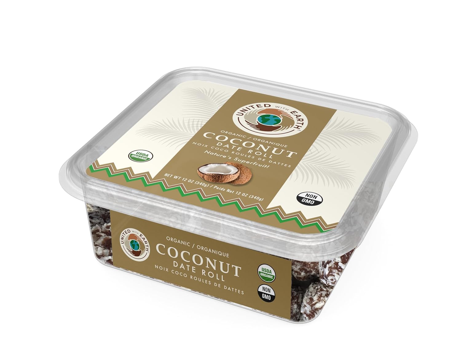 United With Earth Organic Coconut Date Rolls - 12oz (4-pack) | Non-GMO, Gluten-Free, Vegan, Paleo, Certified Organic