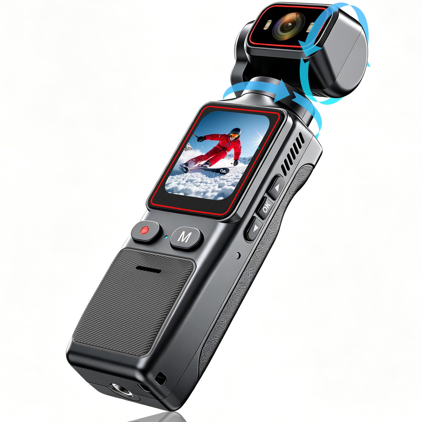 KEPEAK Vlogging Camera with 180° Rotating Lens, Pocket Body Camera with Audio & Video Recording, Handheld POV Cameras for Travel, Daily Life