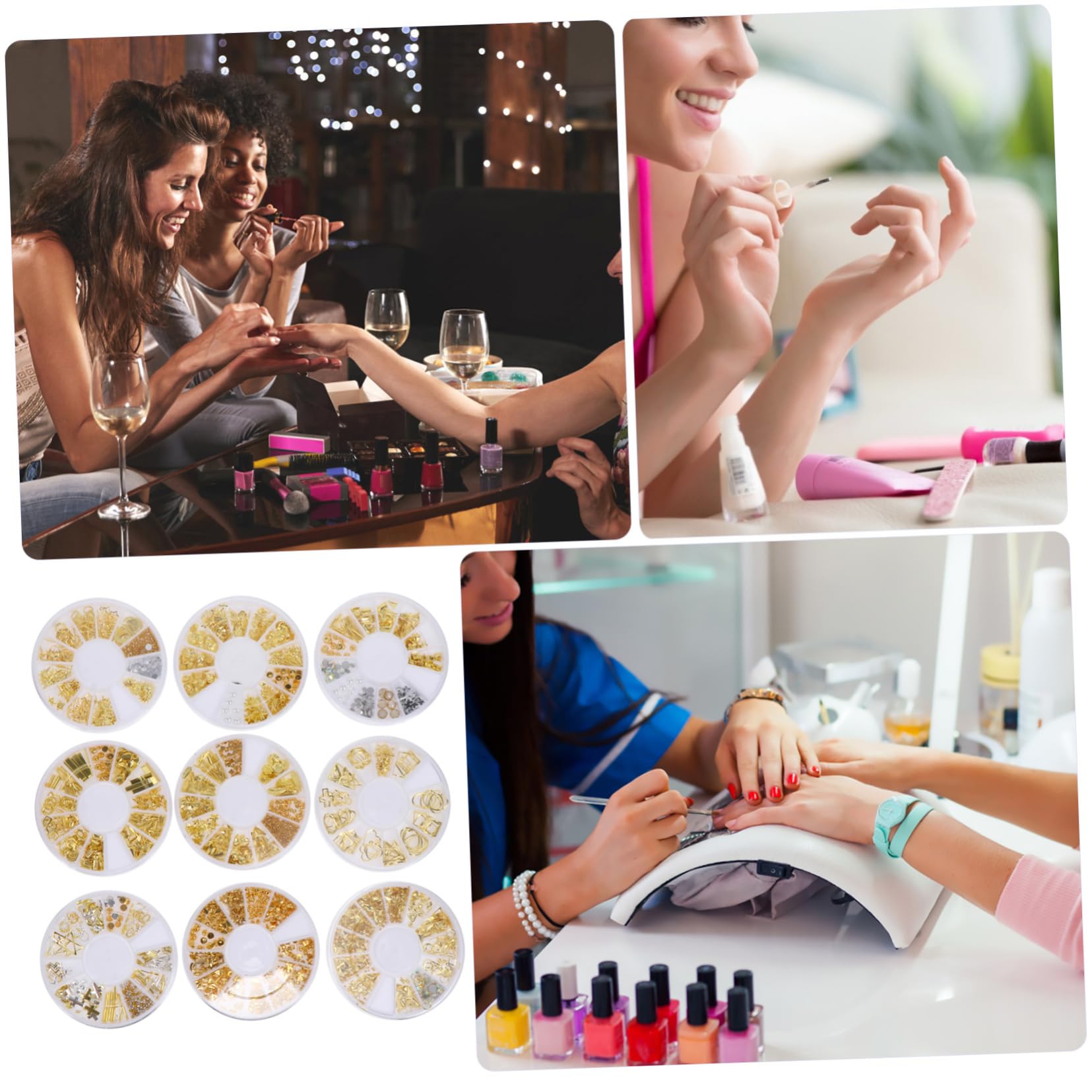 3 Set Decorazioni Per Unghie Dorati Ciondoli Per Nail Art Te Accessori Manicure Eleganti E Facili Applicare Per Principianti E Professionisti 9 Scatole*3