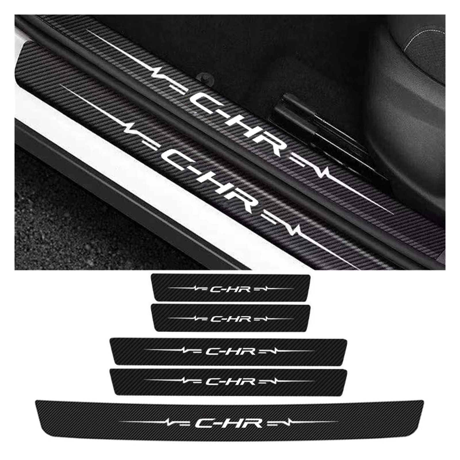 Adesivi for Protezioni battitacco Auto Paraurti Posteriore for Bagagliaio Decalcomanie AntiGraffio compatibili con Toyota CHR C-HR Logo 2016 2017 2018 2019 2021 2022 (Color : 5Pcs)