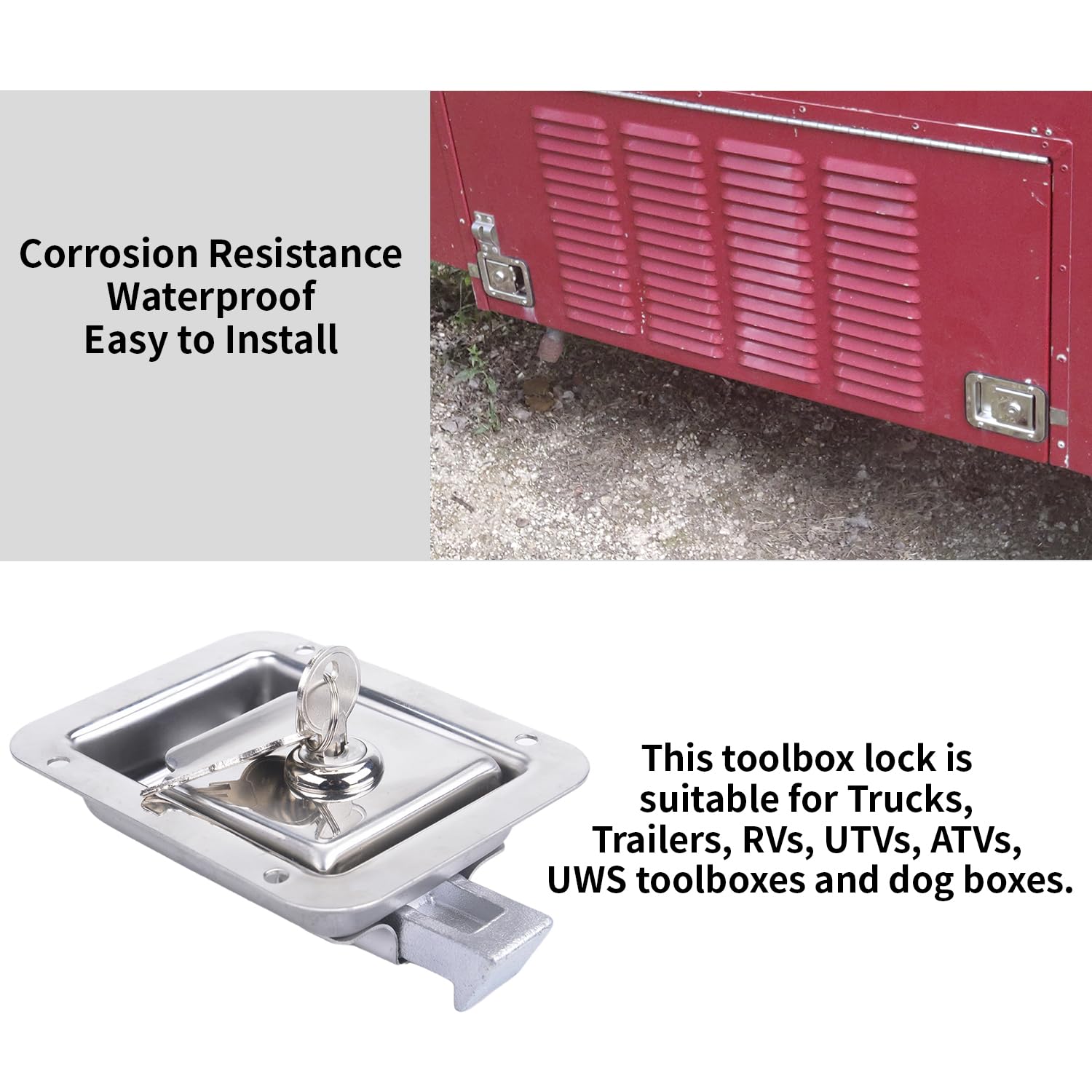 RV Toolbox Handle Latch 140 X 108mm Trailer Camper Truck Built In Door - Foto 9