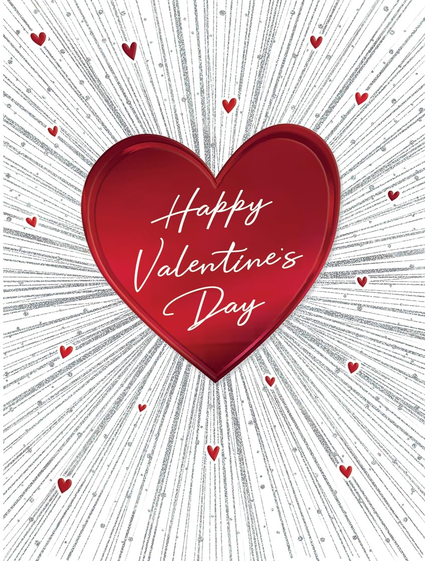 Piccadilly Greetings Valentines Day Card, Happy Valentines Day Heart - 8 x 6 inches