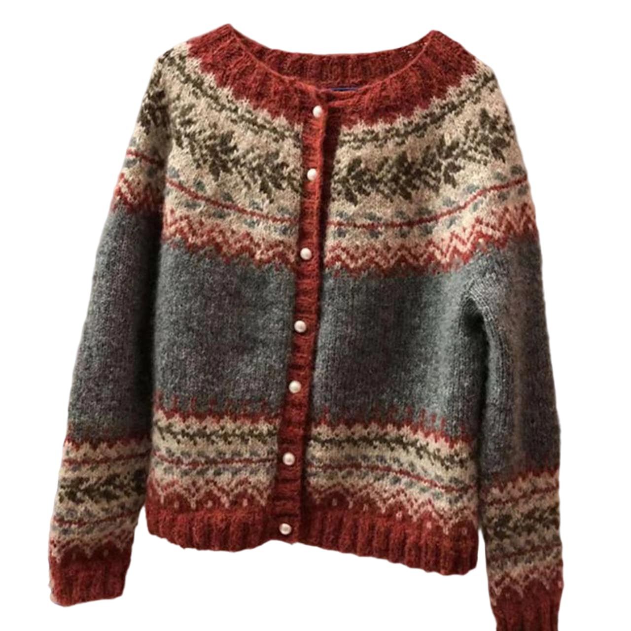 Womens Fair Isle Cardigan Vintage Nordic Knit Button Down Long Sleeve Sweaters Cozy Rustic Fall Winter Outfits