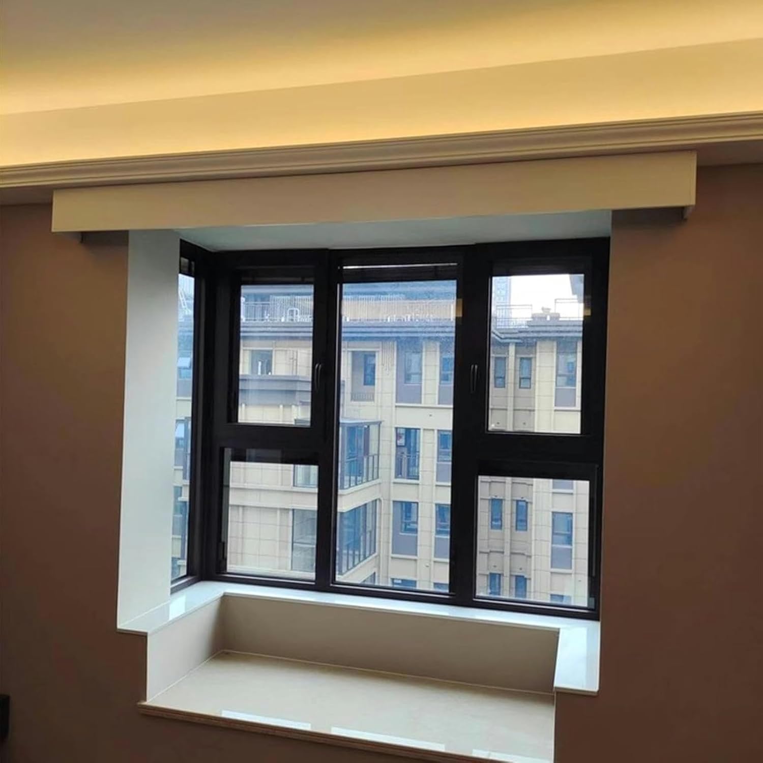 Wall/Ceiling Mount Window Curtain Boxes No Track, Square Cassette Box Panel for Curtains, Venetian/Roller Blinds, Aluminum Pelmet Baffle Only(Ceiling Mount,4.3m/14.1ft)