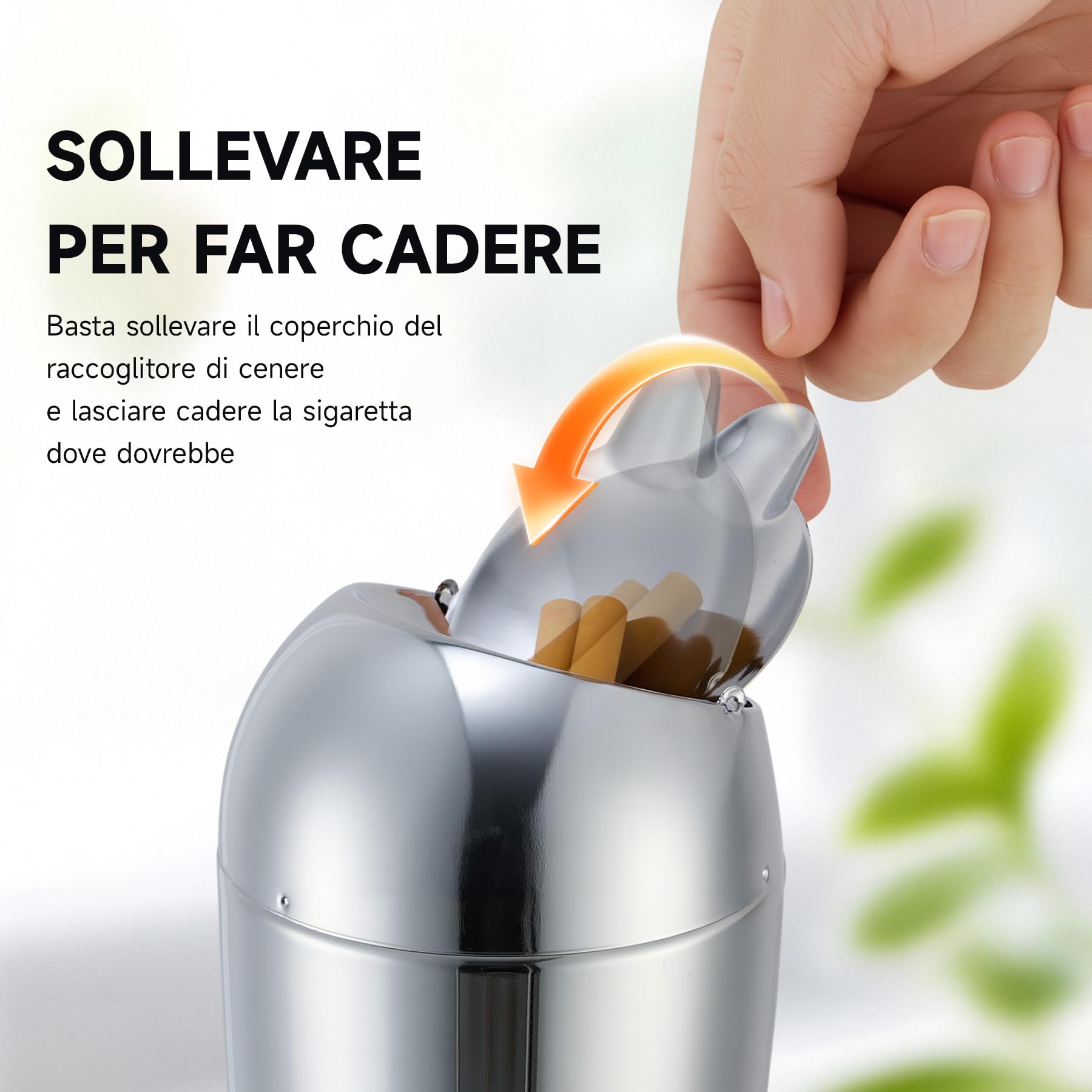CO-Z Posacenere da Terra Regolabile in Altezza Posacenere a Colonna in Metallo Contemporane Altezza da 50,8 cm a 88,9 cm con Scatola di Sigarette (Cromato)