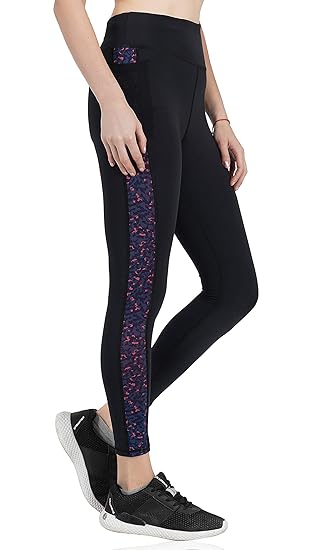 Women's Skinny Fit Nylon Leggings With Side Pocket (NLWLEGP3039-XXL_Black_2XL)