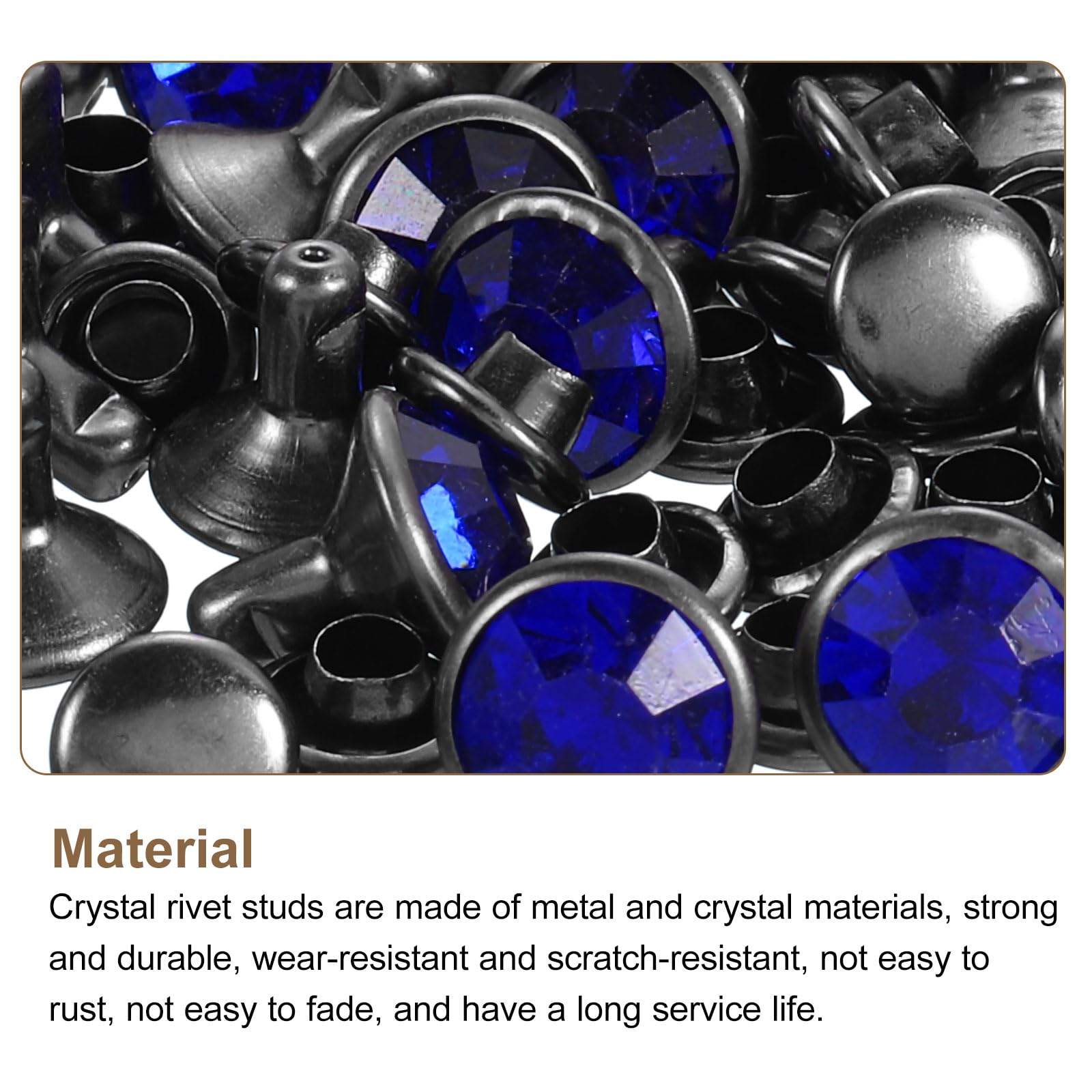 60 Rivets Strass Cristal Bleu Foncé 9 Mm - Rivets Double Tête Pour Cuir, Vêtements, Sacs, Ceintures - DIY Artisanat