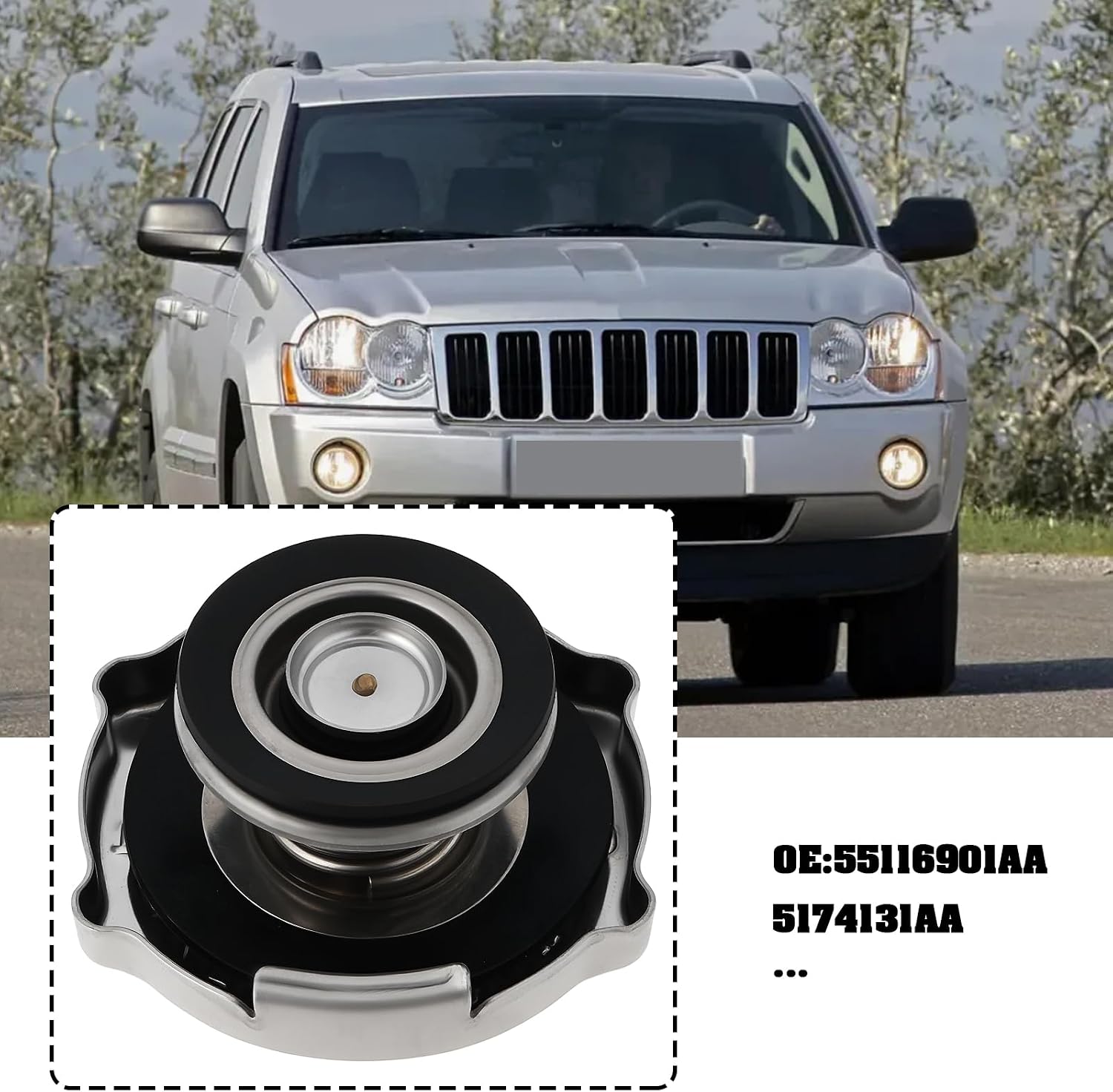 Car Radiator Cap 55116901AA 5174131AA Compatible with Wrangler 1997-2007 Compatible with Jeep TJ1997-2006