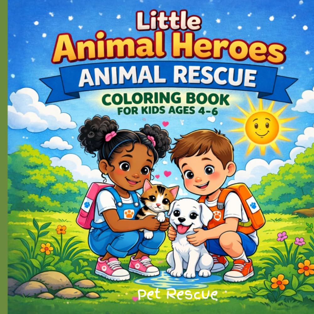 Little Animal Heroes: Animal Rescue Coloring Book for Kids Ages 4-6: A Cute Animal Rescue Coloring Book Teaching Kindness and Caring for Animals.