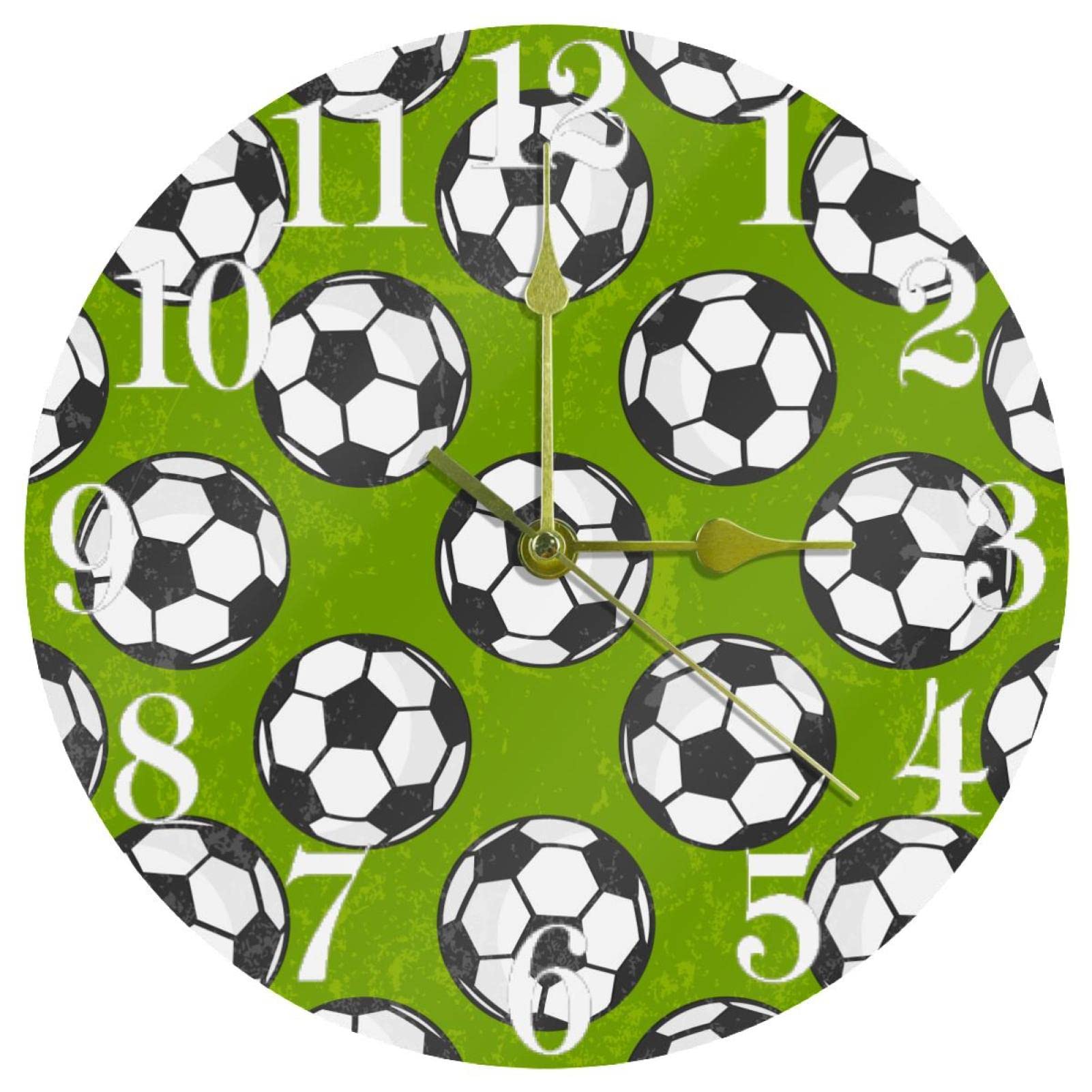 Horloge murale quartz silencieuse anti bruit tic-tac déco ronde football