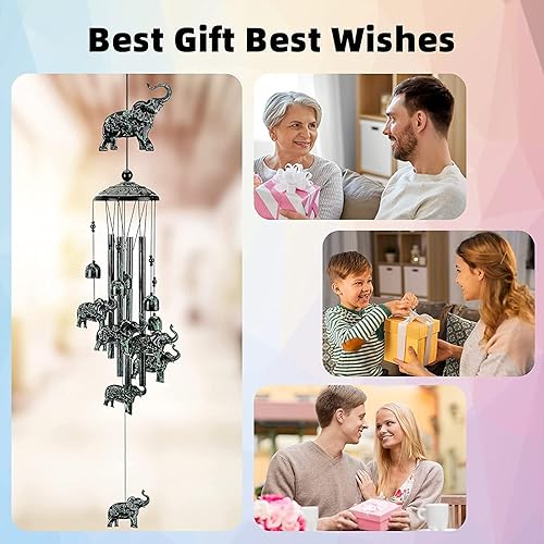 Miniatura 6 de Campanillas de viento de elefante para mujer, regalo de elefante, campanillas de viento únicas para exteriores, decoración de jardín y patio,