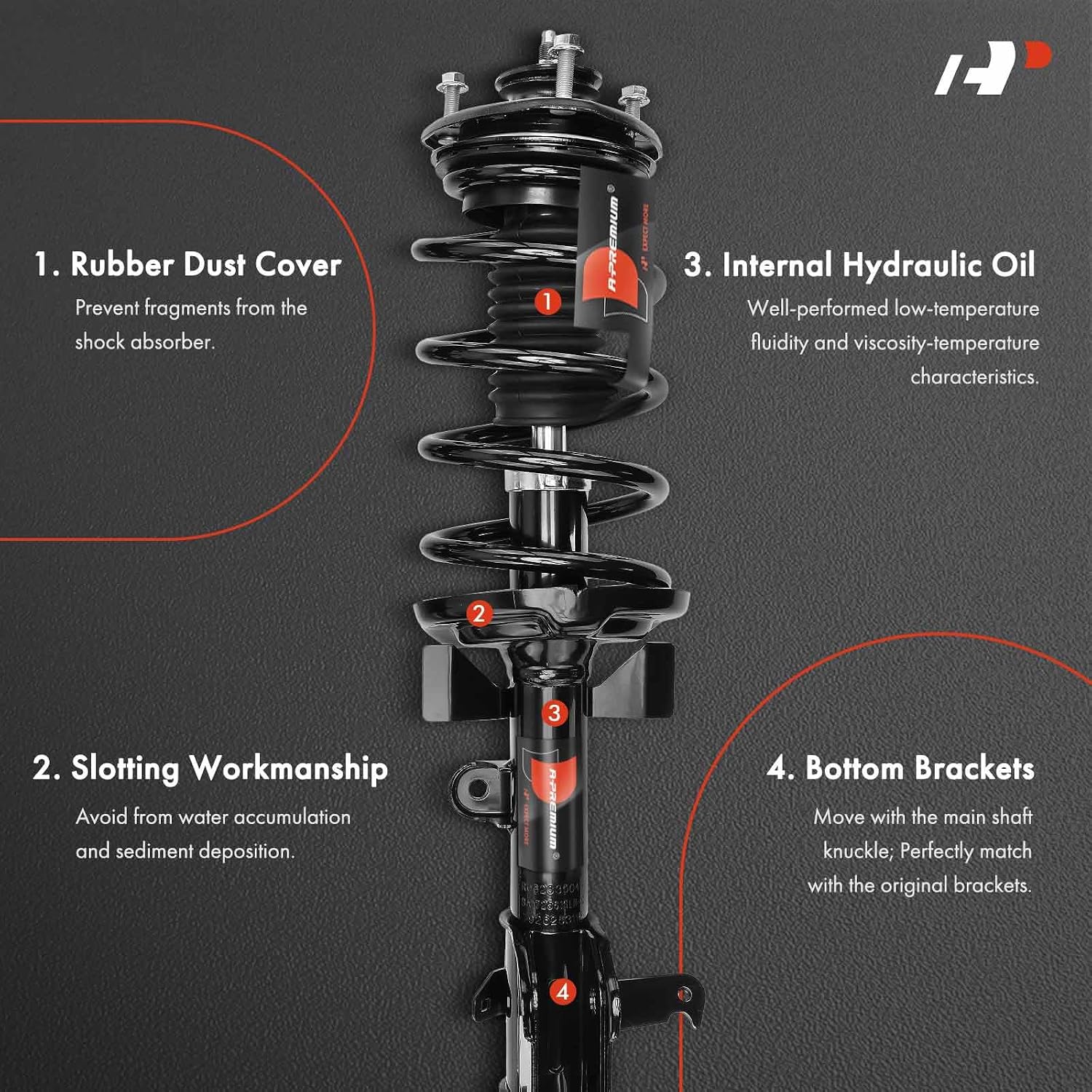 A-Premium Front Complete Struts Compatible with Honda Odyssey 2011-2012 - 2x Replacement Suspension Shock Absorber with Coil Spring Assembly