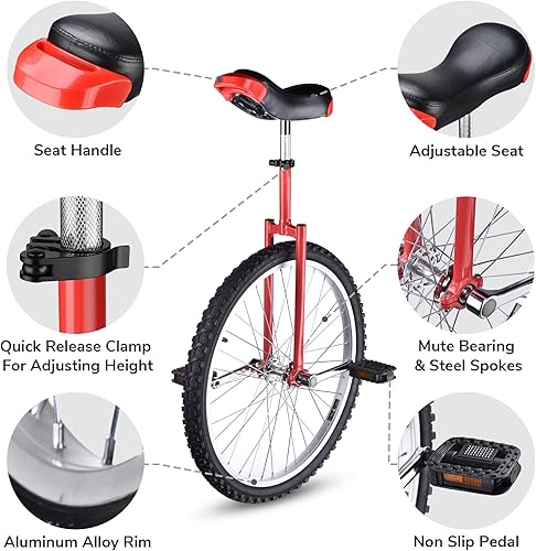 Miniatura 113 de AW Rueda de 16/18/20/24 pulgadas, asiento ajustable para exteriores, para adultos, niños, deportes al aire libre, ejercicio de fitness, para elegir