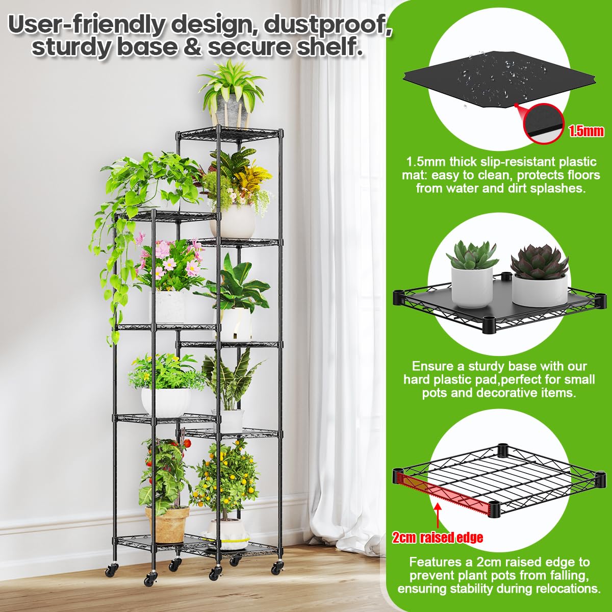 植物棚 Amazon.co.jp: Abimars 高さ74インチ 植物スタンド 車輪付き 棚