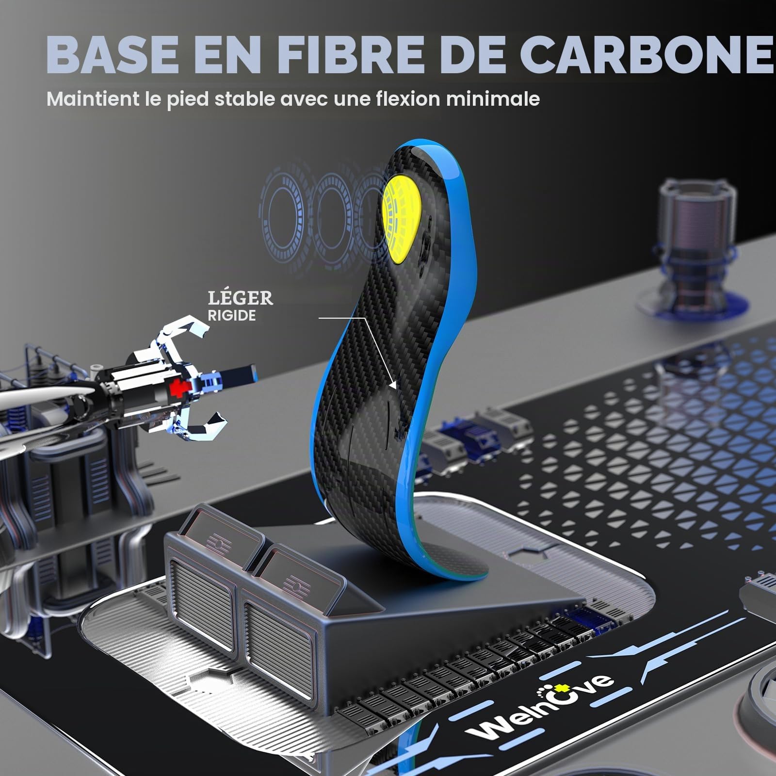Semelles de Sport en Fibre de Carbone - Soutien de la Voûte Plantaire & Absorption des Chocs pour Sports Intenses -Taille 43-44.5 (Homme/Femme)