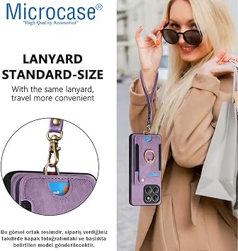 Microcase Honor 200 ile Uyumlu Askılıklı Kartlıklı Standlı Deri Kaplama Kılıf-AL5134 (Siyah)