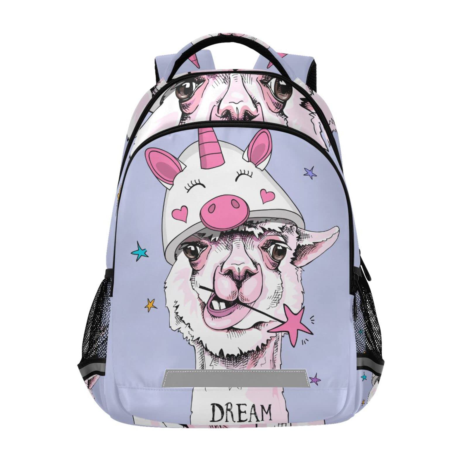 Mnrsuu Mochila de unicornio con diseño de llama, para niños y niñas, mochila de viaje para computadora portátil, E086
